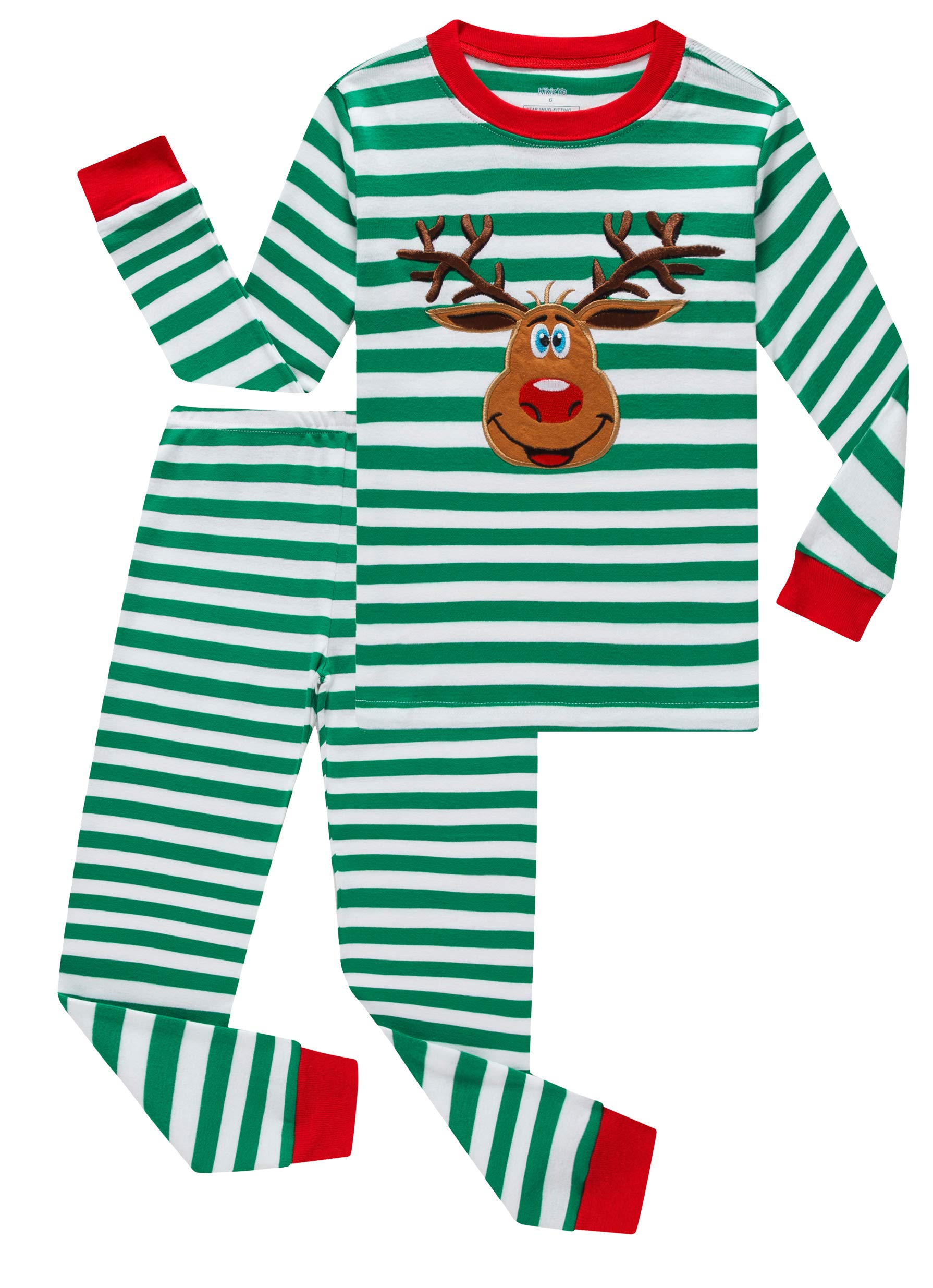 Kikizye Christmas Baby Boys Pjs 100 Cotton Long Sleeve Kids Infant Reindeer Xmas Pajamas Sets Size 18-24Months Green