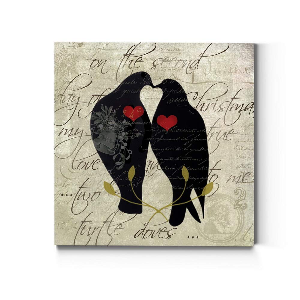 Renditions Gallery Twelve Days Of Christmas Wall Art, Two Turtle Doves, Lovely Winter Artwork, Kissing Birds, Premium Gallery Wr