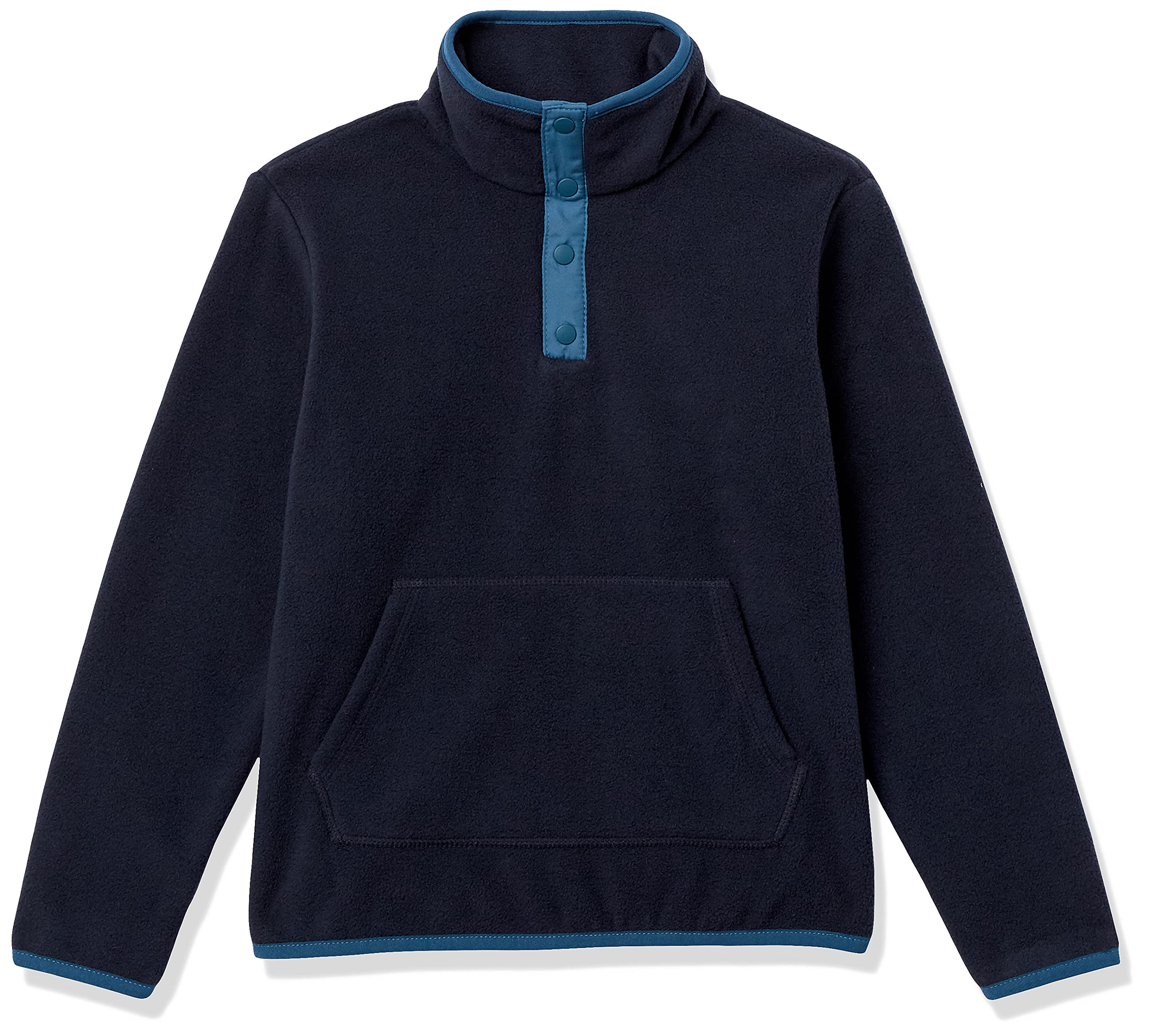 Amazon Essentials Essentials Boys Polar Fleece Snap Placket Pullover Jacket, Navy, Large