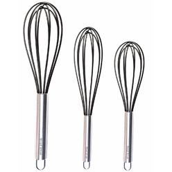 Wired Whisk Silicone Whisk Set Of 3 - Stainless Steel Silicone Non-Stick Coating - Colored Balloon Egg Beater For Blending, Whisking, Beatin