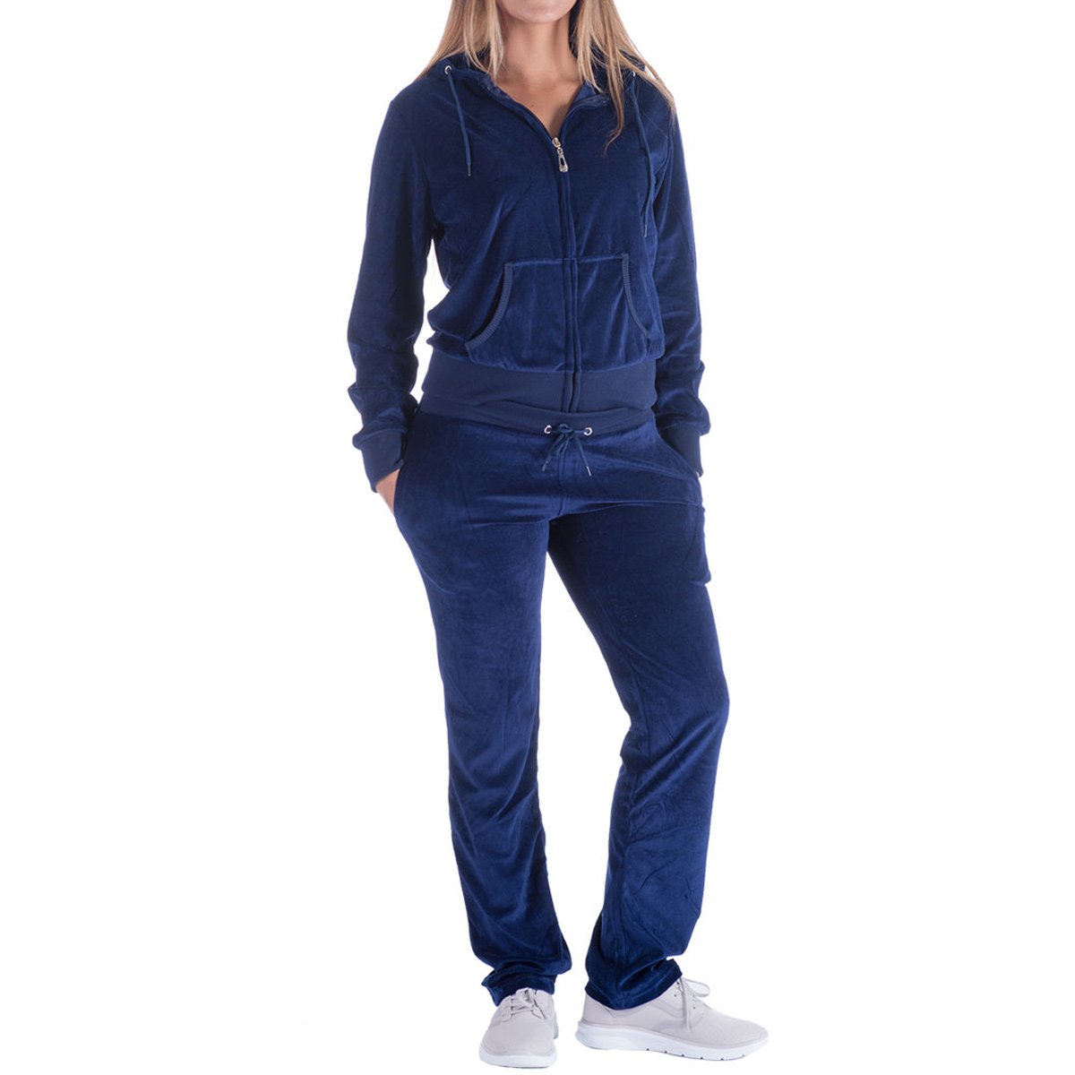 Facitisu Womens Sweatsuits Velour Jogging Zipped Hoodie