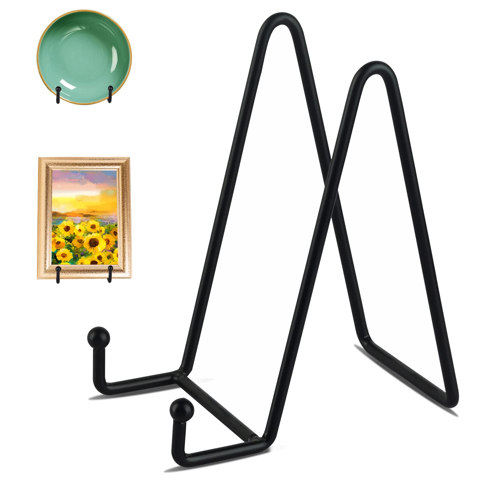 Decolore 3 Pack 6 Inch Black Metal Display Stands Plate Holder Display Stands For Picture, Decorative Plate, Book, Photo Easel,