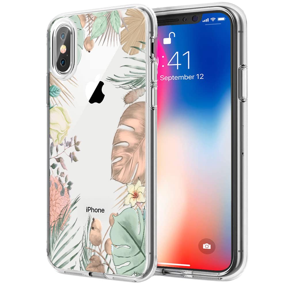 Unov case compatible with iPhone Xs iPhone X case clear with Design Slim Protective Soft TPU Bumper Embossed Pattern Protective 