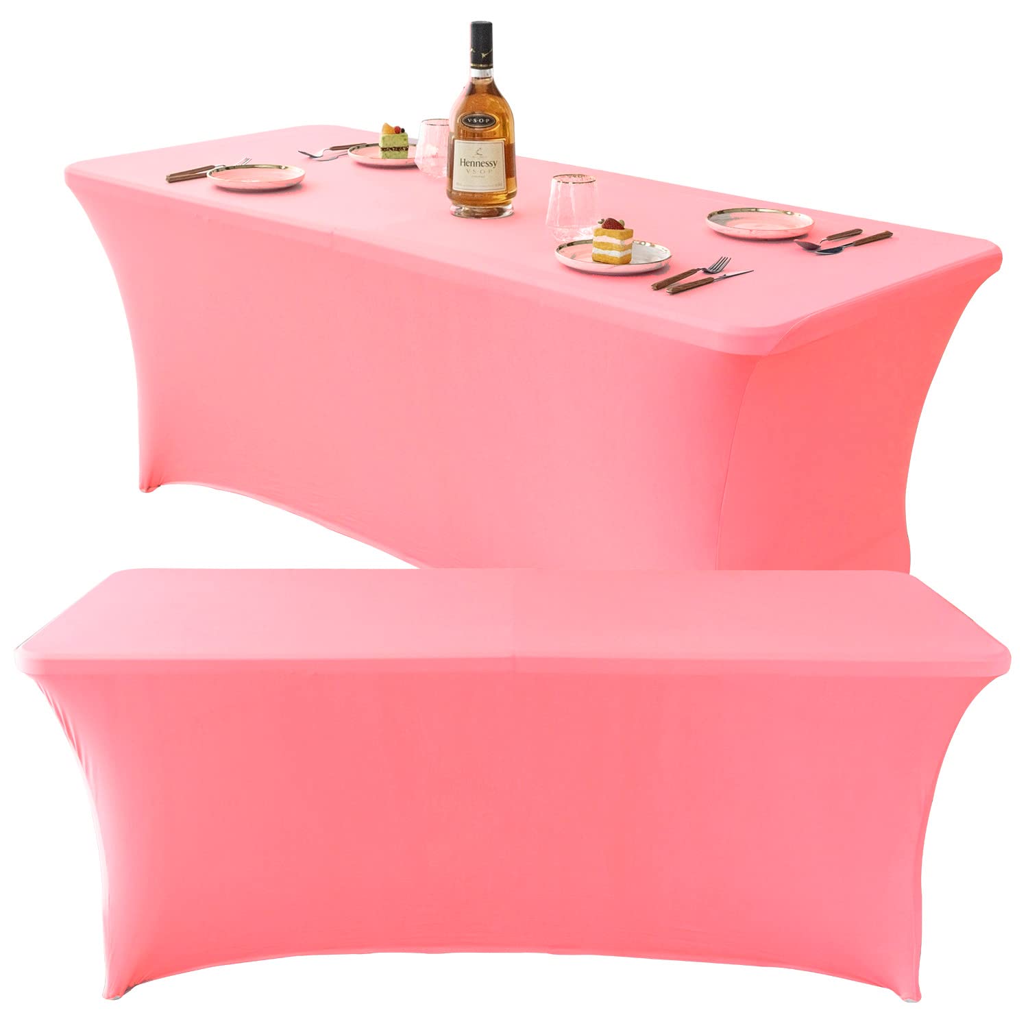 Mingyit 2 Pack Spandex Table cover Fitted Rectangular Tablecloth Stretchable Fabric Tablecloth for Party, Banquet, Wedding and E