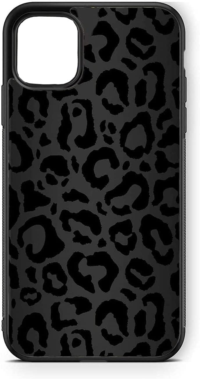 XUNQIAN compatible for iPhone 13 case (2021) 61 inch, Black Leopard cheetah Animal Skin Print Art Thin Soft Black TPU Tempered M