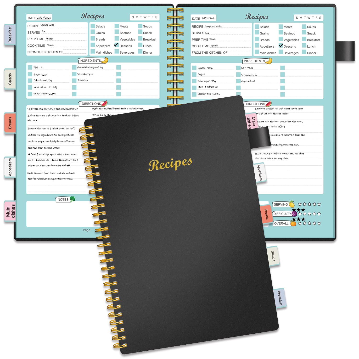 Regolden-Book Recipe Book To Write In Your Own Recipes, Blank Recipe  Notebook With Tabs For Family Cooking Lover, 120 Pages Recipe Organizer