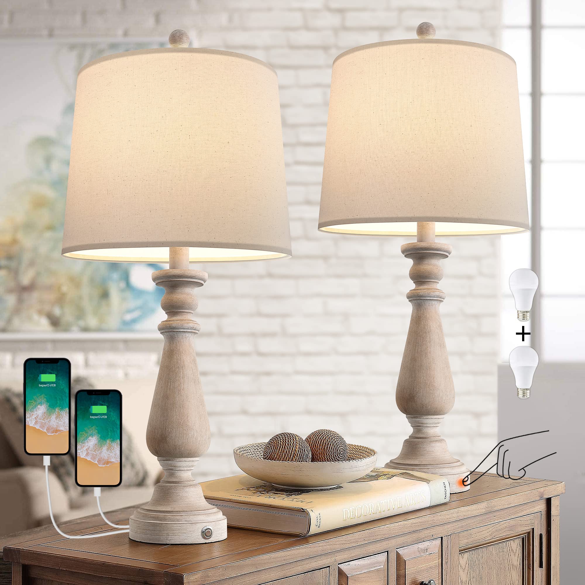 PORTRES Portres 2575 Inches 3 - Way Dimmable Touch Lamps Set