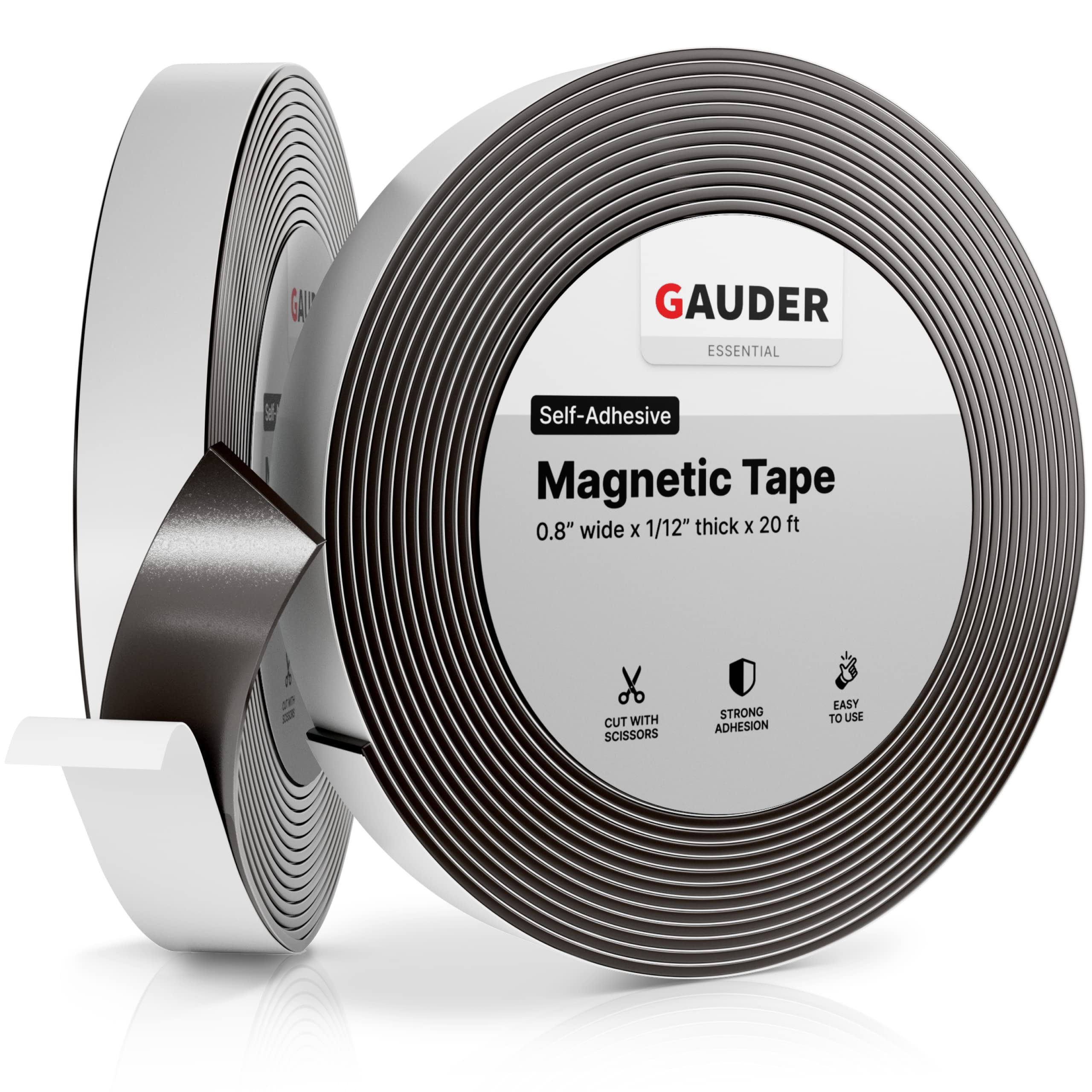 gAUDER Magnetic Tape Self Adhesive (08 Inch x 20 Feet) Magnetic Strips with Adhesive Backing Magnet Roll
