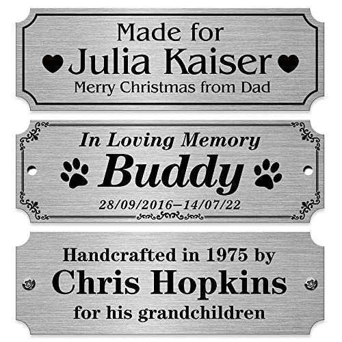 caramel Sweet Life Personalized Name Plates, Silver Engraved Plaque, Stainless Steel Trophy Plates Engraved, custom Name Plate w