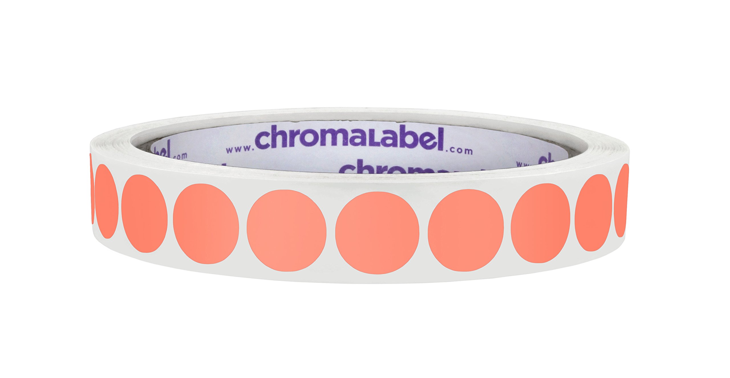Chromalabel 12 Inch Round Permanent Color-Code Dot Stickers, 1000 Labels Per Roll, Salmon