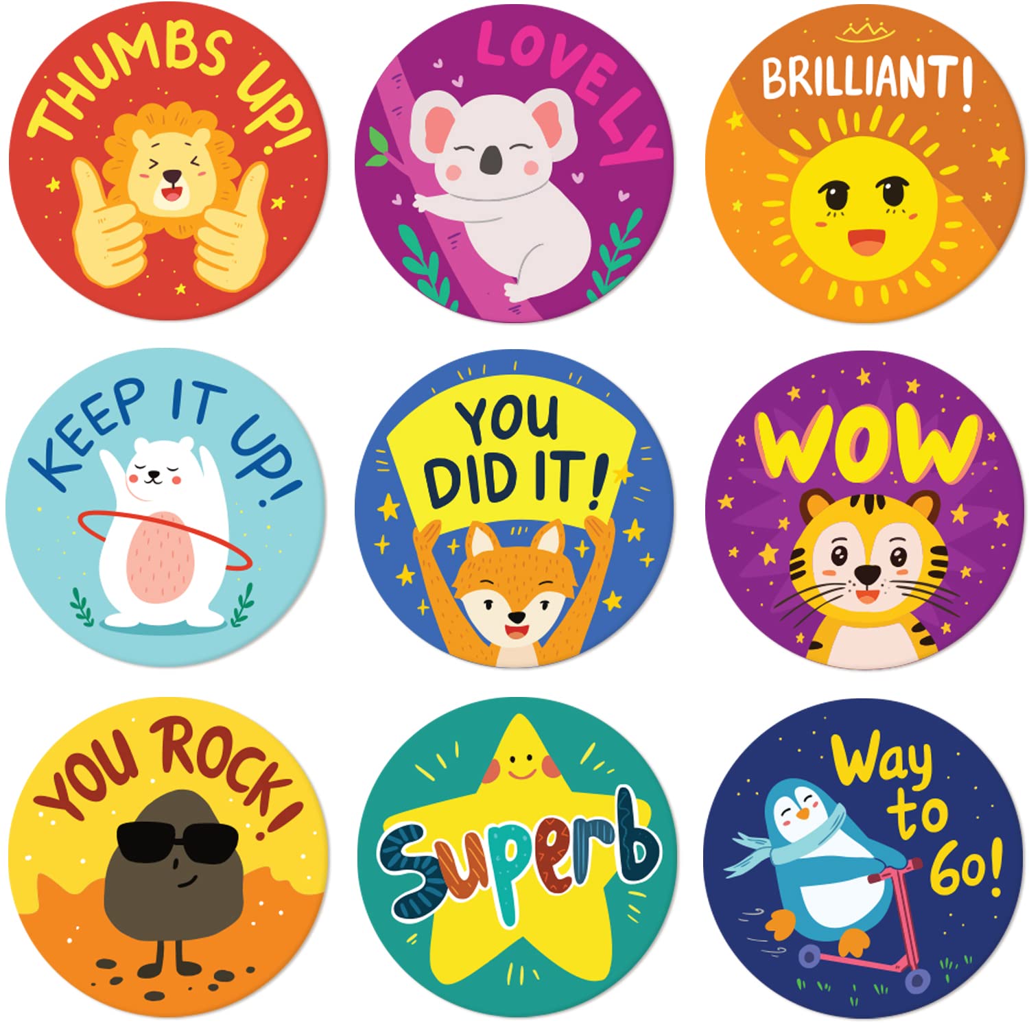 Sweetzer  Orange Reward Stickers For Kids By Sweetzer Orange - 1008 Stickers, 8 Assorted Designs, 1 Inch School Stickers - Teacher Supplies For C