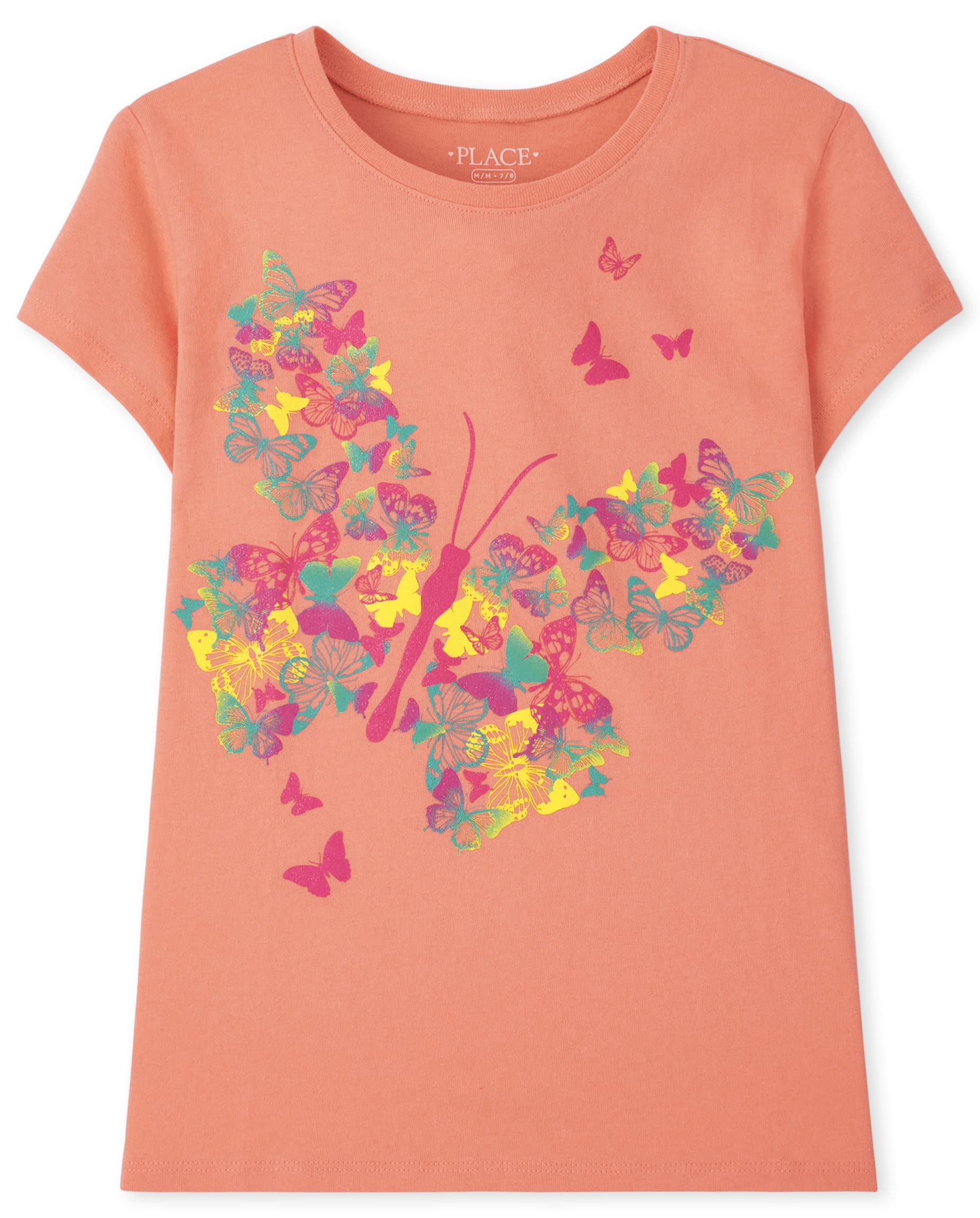 The Children\'s Plac The childrens Place girls Short Sleeve graphic T-Shirt, Butterfly, Large