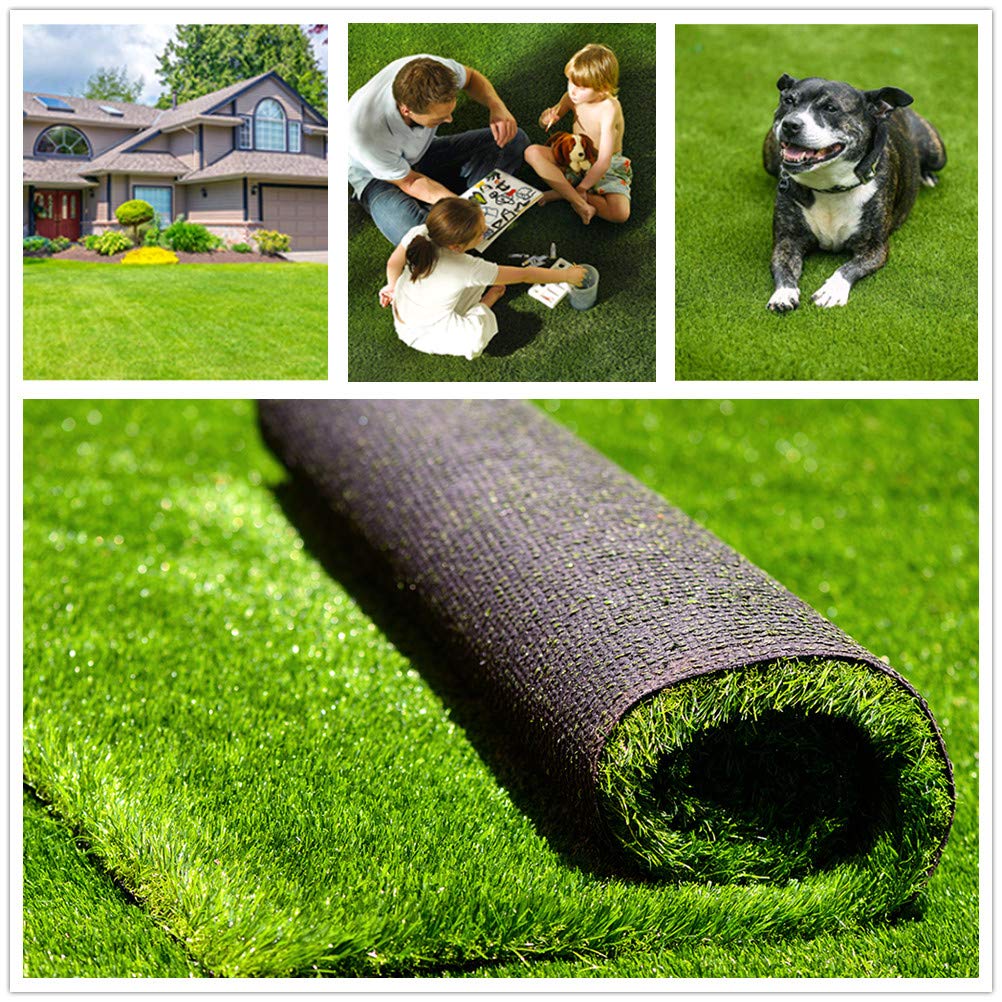 Fas Home Artificial Grass Turf 5Ftx81Ft(405Square Ft), 138 Pile Height Realistic Synthetic Grass, Drainage Holes Indoor Outdoor