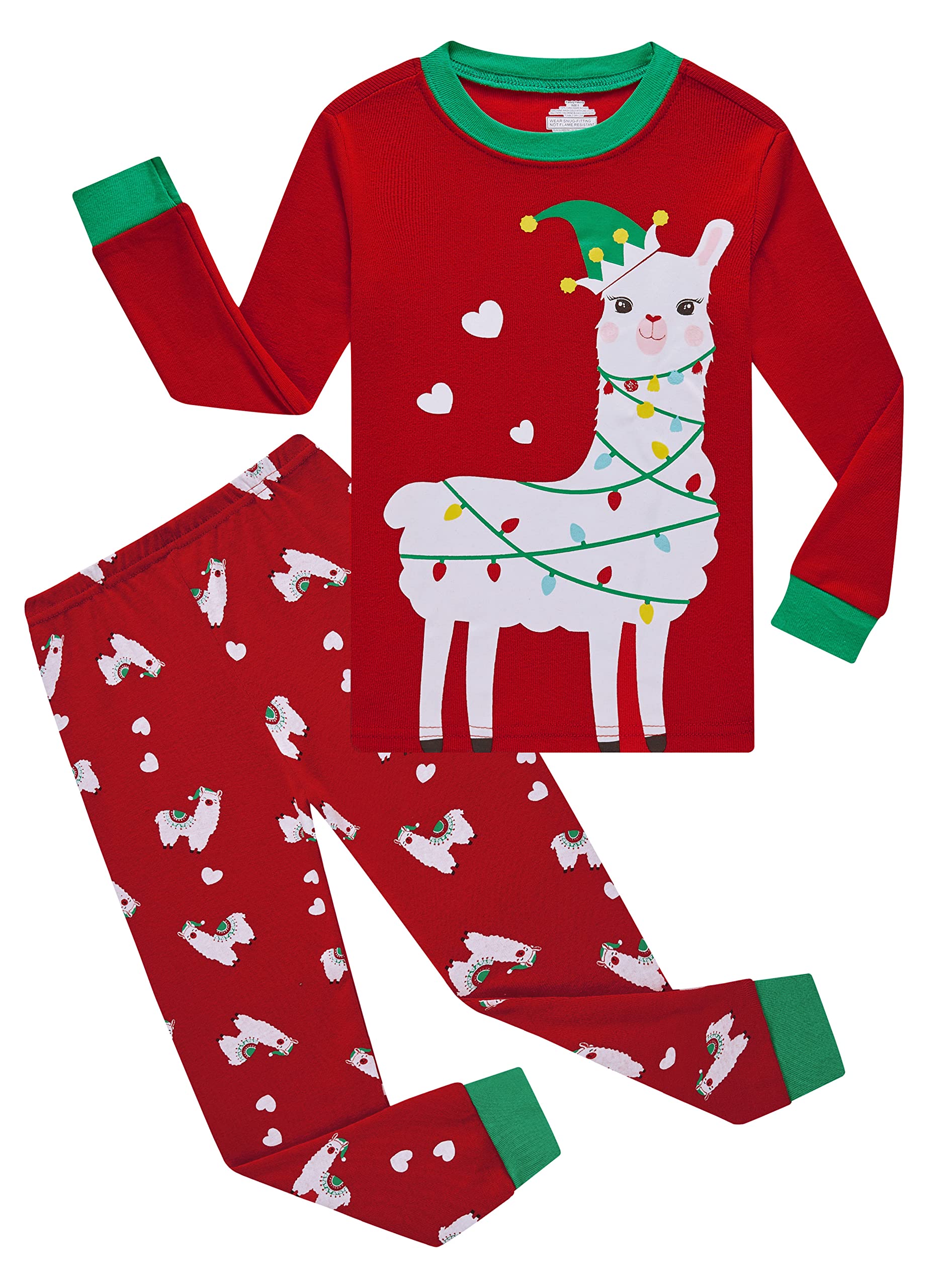 Family Feeling Baby Boys girls Long Sleeve christmas Pajamas Sets cotton Red Pyjamas Llama Ugly Pjs Size 18-24 Months Red