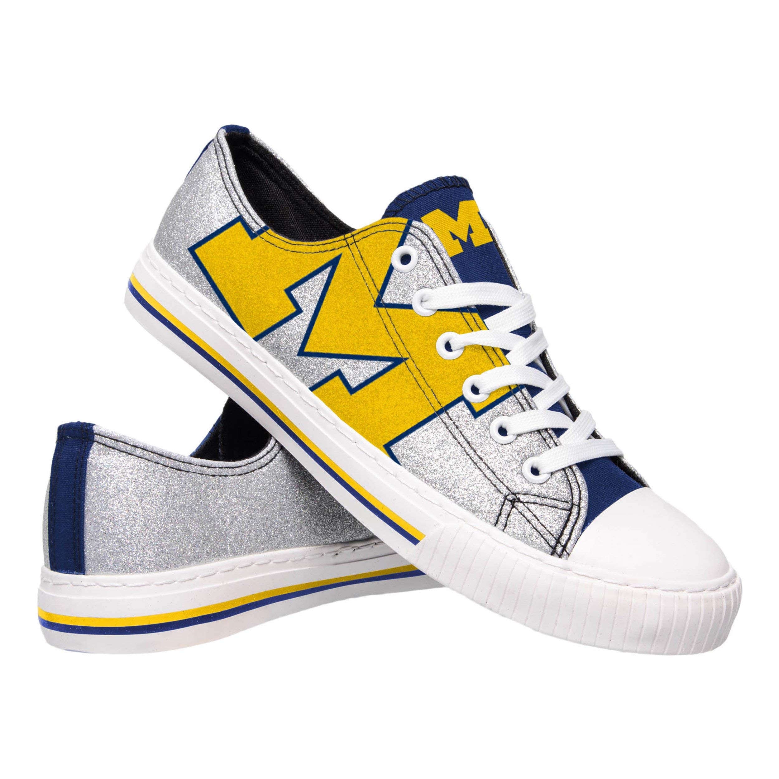 Foco Michigan Wolverines NcAA Womens glitter Low Top canvas Shoes - 6S