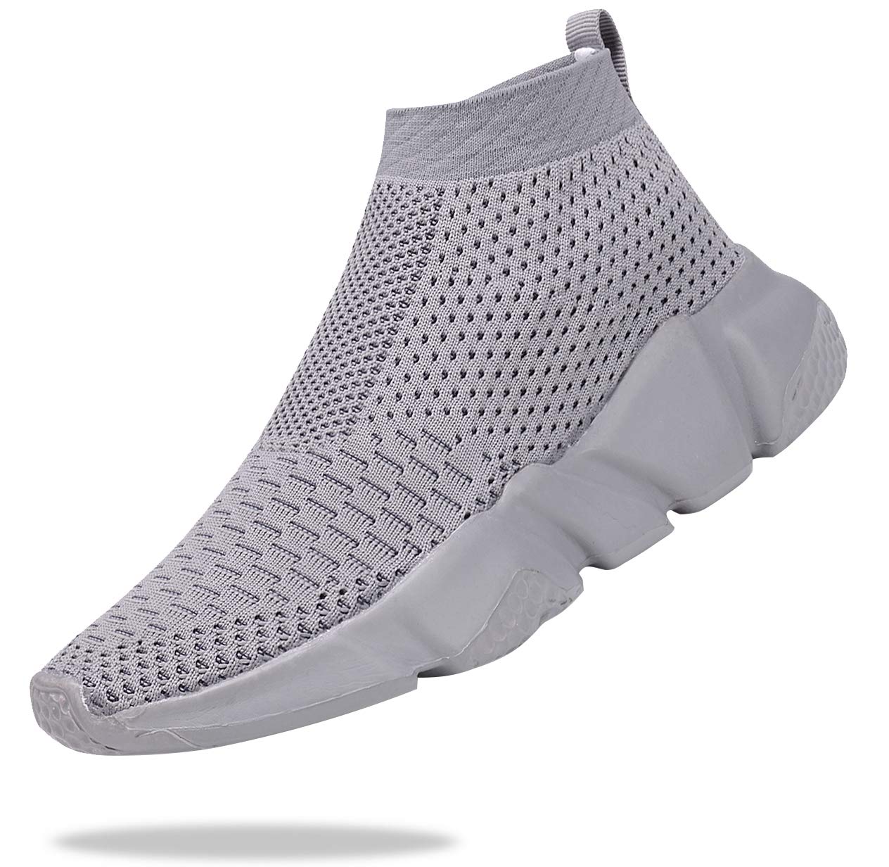 Santiro Kids Walking Shoes Boys Lightweight Breathable Slip On Knit Sock Sneakers Full grey 2 M US