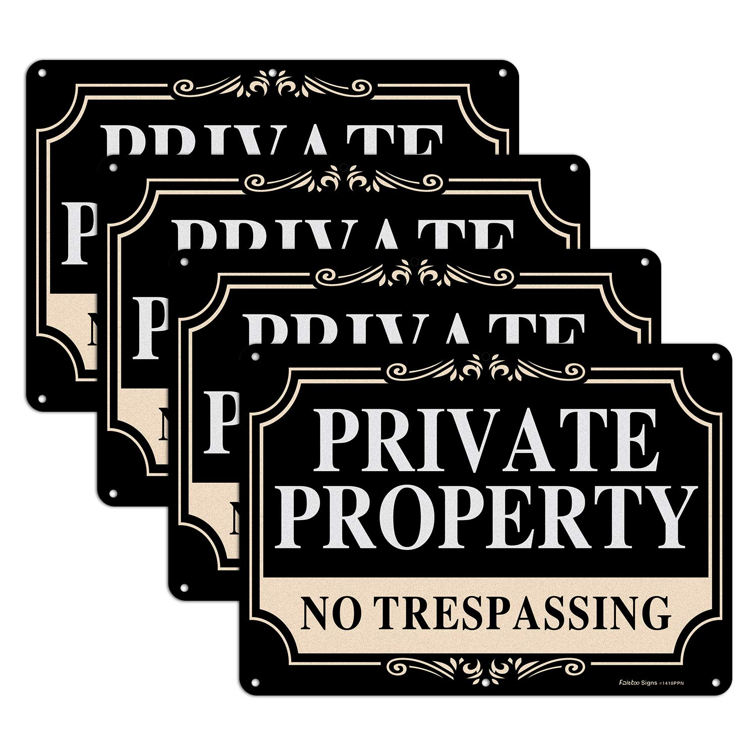 Faittoo No Trespassing Signs Private Property Signs,14X10 Inch Rust Free Aluminum Metal Sign,Reflective,Fade Resistant,Uv Protected,Weat