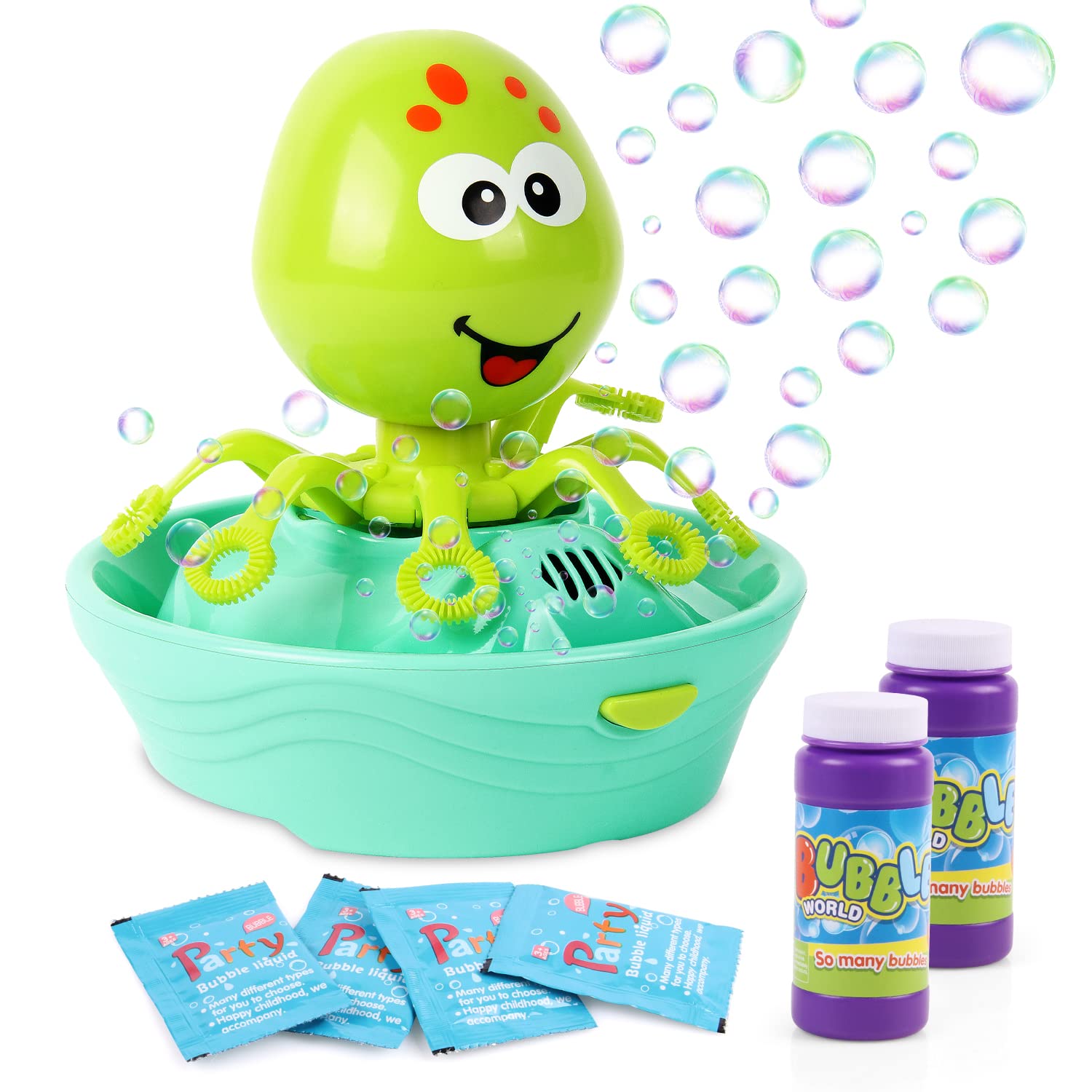 Duckura Toys for Toddler Boy girls, Octopus Bubble Maker Blower Machine for Kids Outdoor Outside Play, Easter Basket Stuffers Bi
