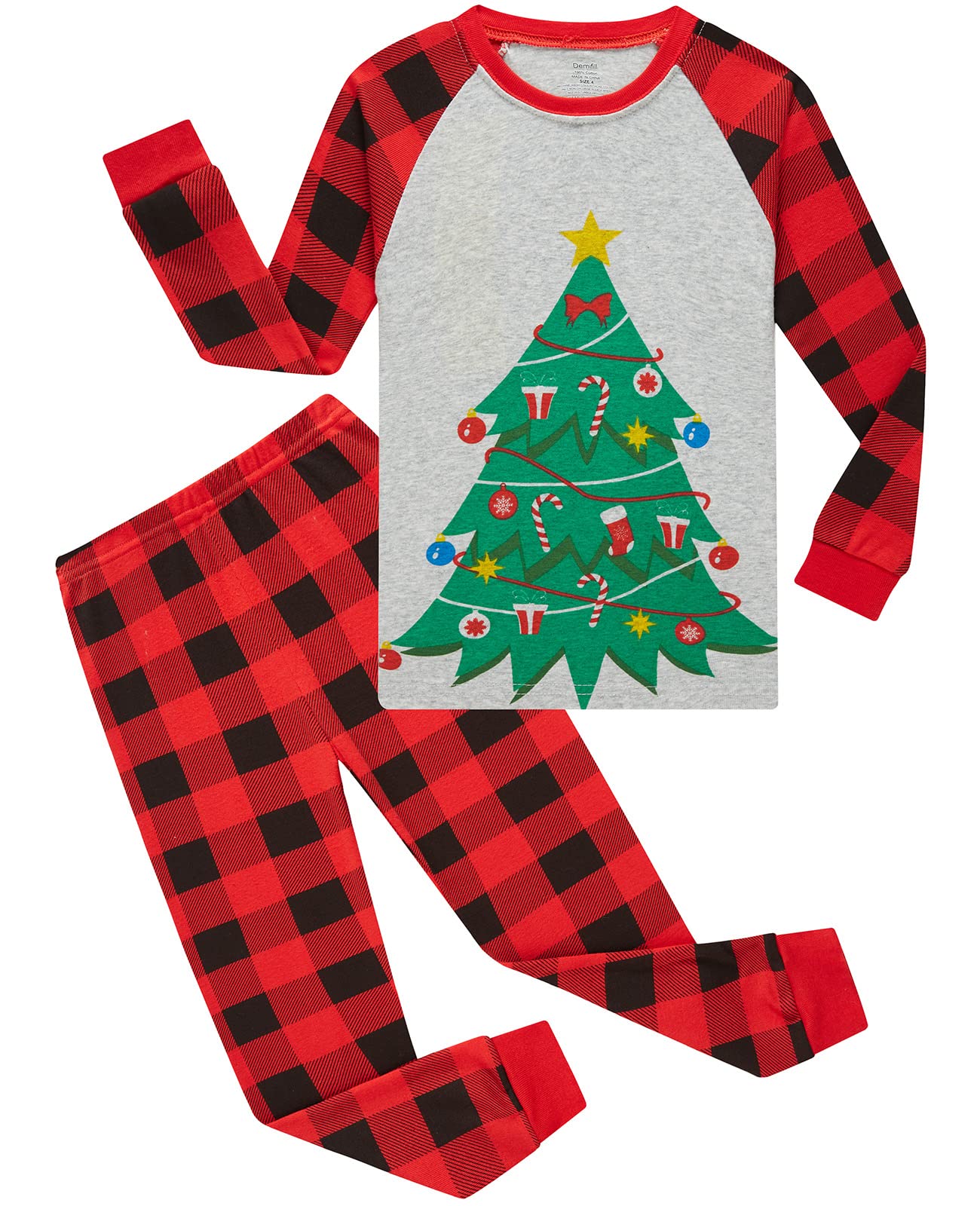 Demifill Boys Pajamas 100 Cotton Christmas Tree Pajamas Toddler Clothes Kids Children Sleepwear Size 10 Red