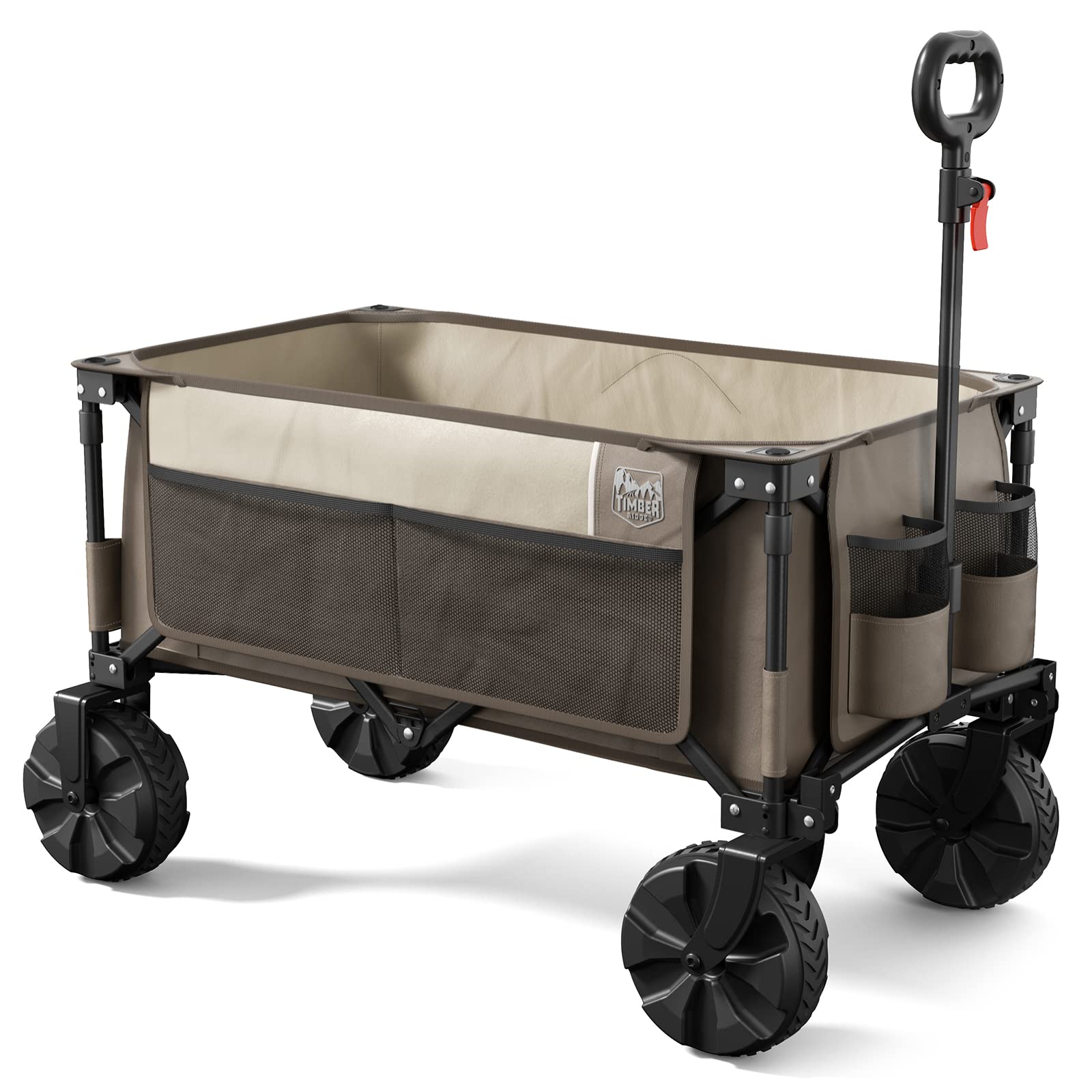 Timber Ridge Outdoor Collapsible Wagon Utility Folding Cart Heavy Duty All Terrain Wheels For Shopping Camping Garden With Side