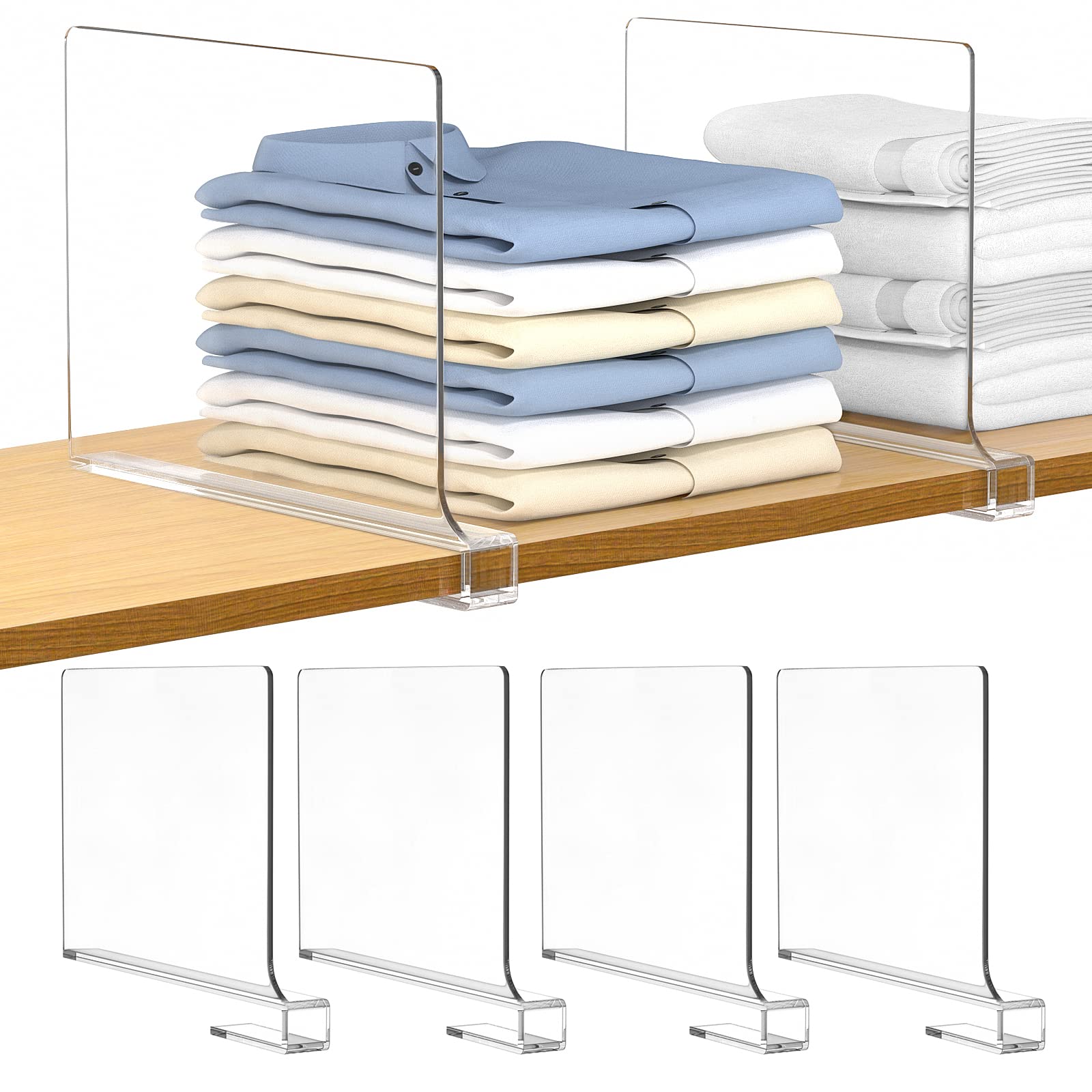 Aolloa 6 Pcs Shelf Dividers For Closet Organization Acrylic Clear