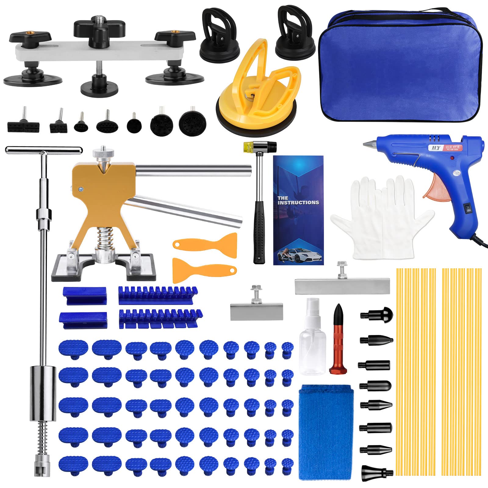 Zeusfire 97Pcs Dent Puller Kit, Paintless Dent Repair Kit With Golden Lifter, Slide Hammer T-Bar Dent Puller, Bridge Puller, Suc