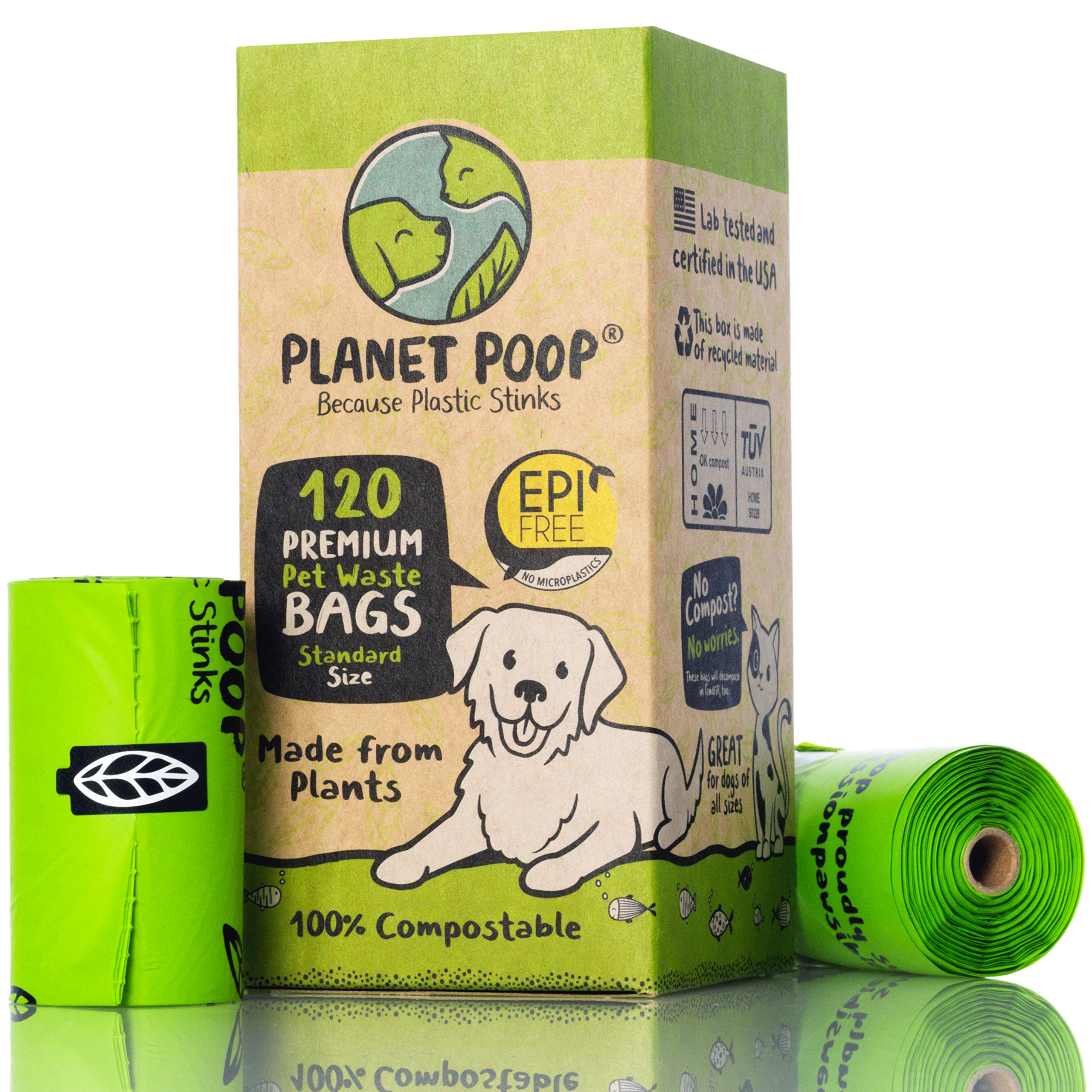 Poop Home Compostable Dog Poo Bags On Refill Rolls, 120 Un
