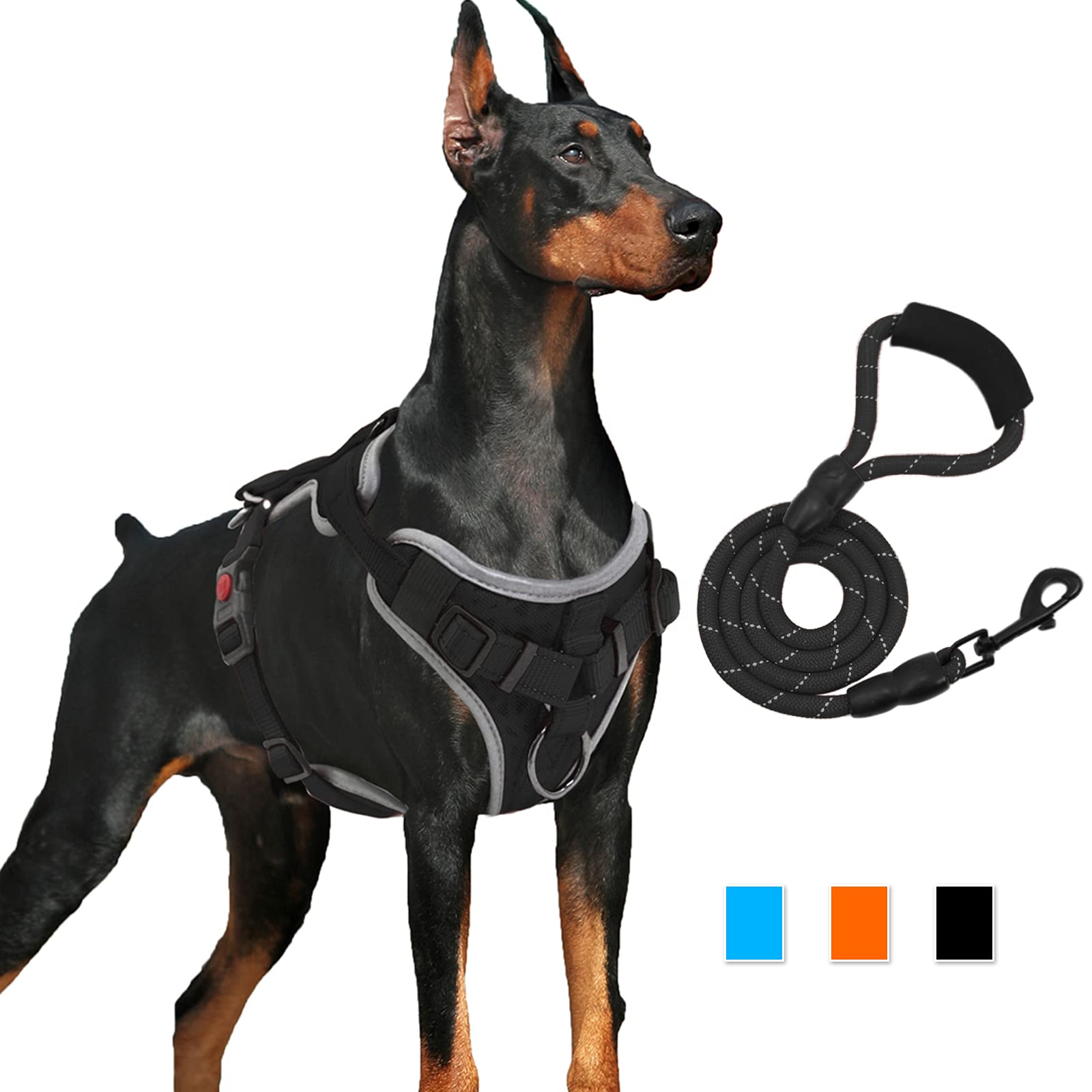 Supet Dog Harness No Pull, Dog Vest Harness With Ree Dog Leash, No Choke Dog Harness Adjustable Reflective Heavy Duty Pet Harnes