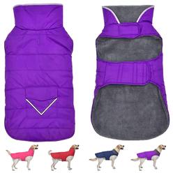 PetGlad Dog Winter Coat, Dog Jacket With Pocket And Reflective Strip, Windproof Waterproof Dog Sweater, Puppy Clothes Warm Pet Winter Ve
