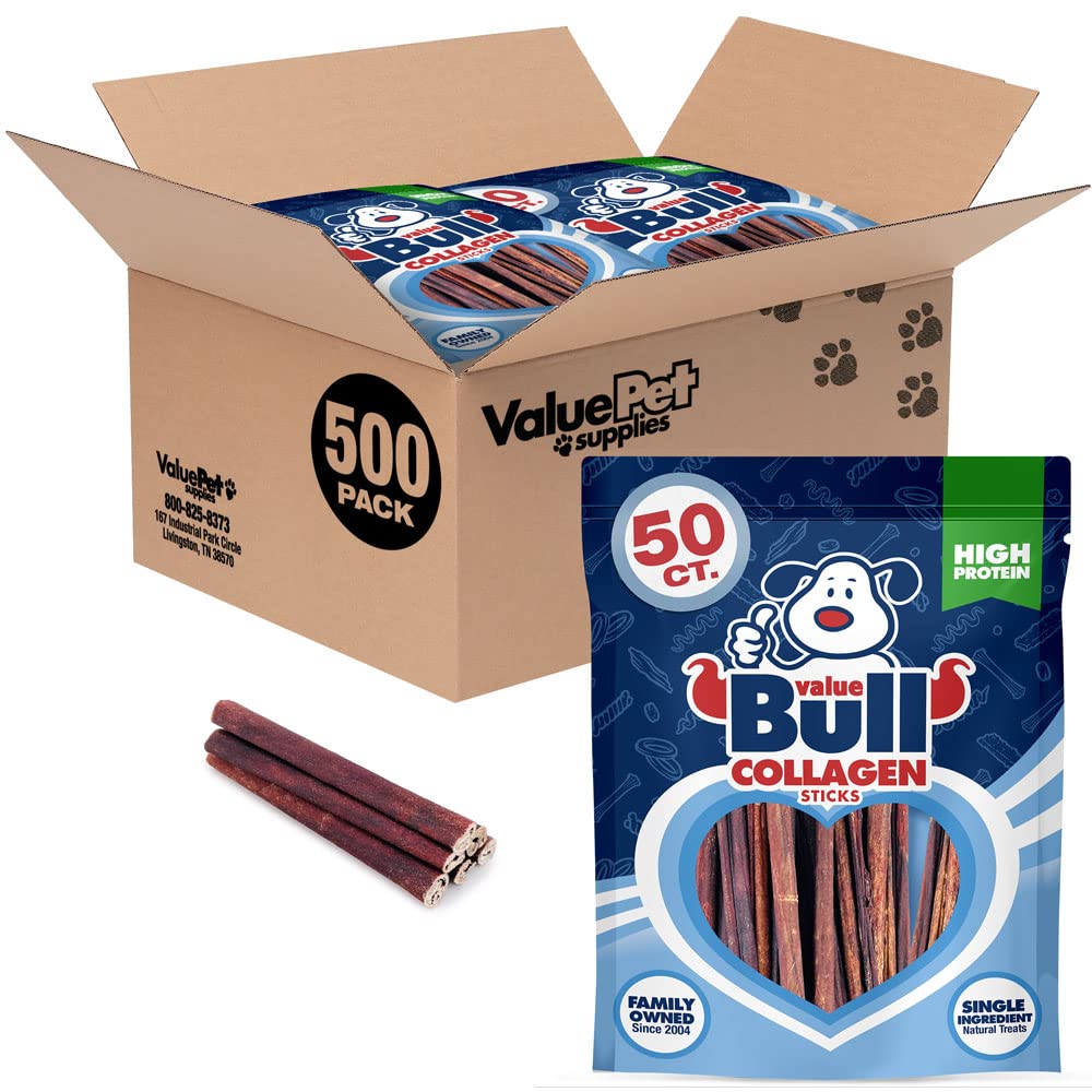 Valuebull Improved Usa Collagen Sticks, Smoked Beef Chews For Dogs, Thin 6 Inch, 500 Count - Single Ingredient, Rawhide-Free, Na