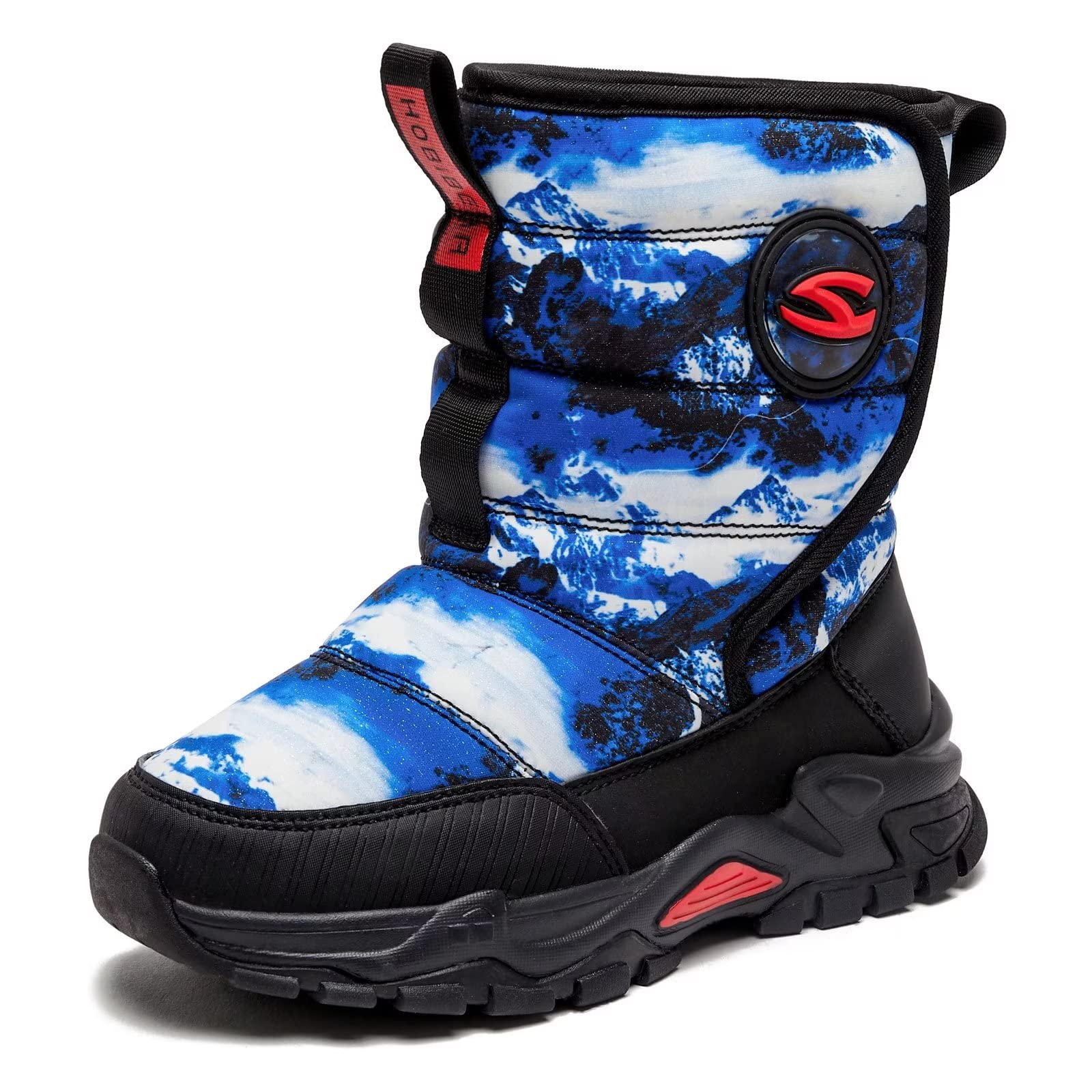 Hobibear Girls Boys Snow Boots Outdoor Waterproof Winter Kids Shoes (15 Little Kid, D-Dark Blue)