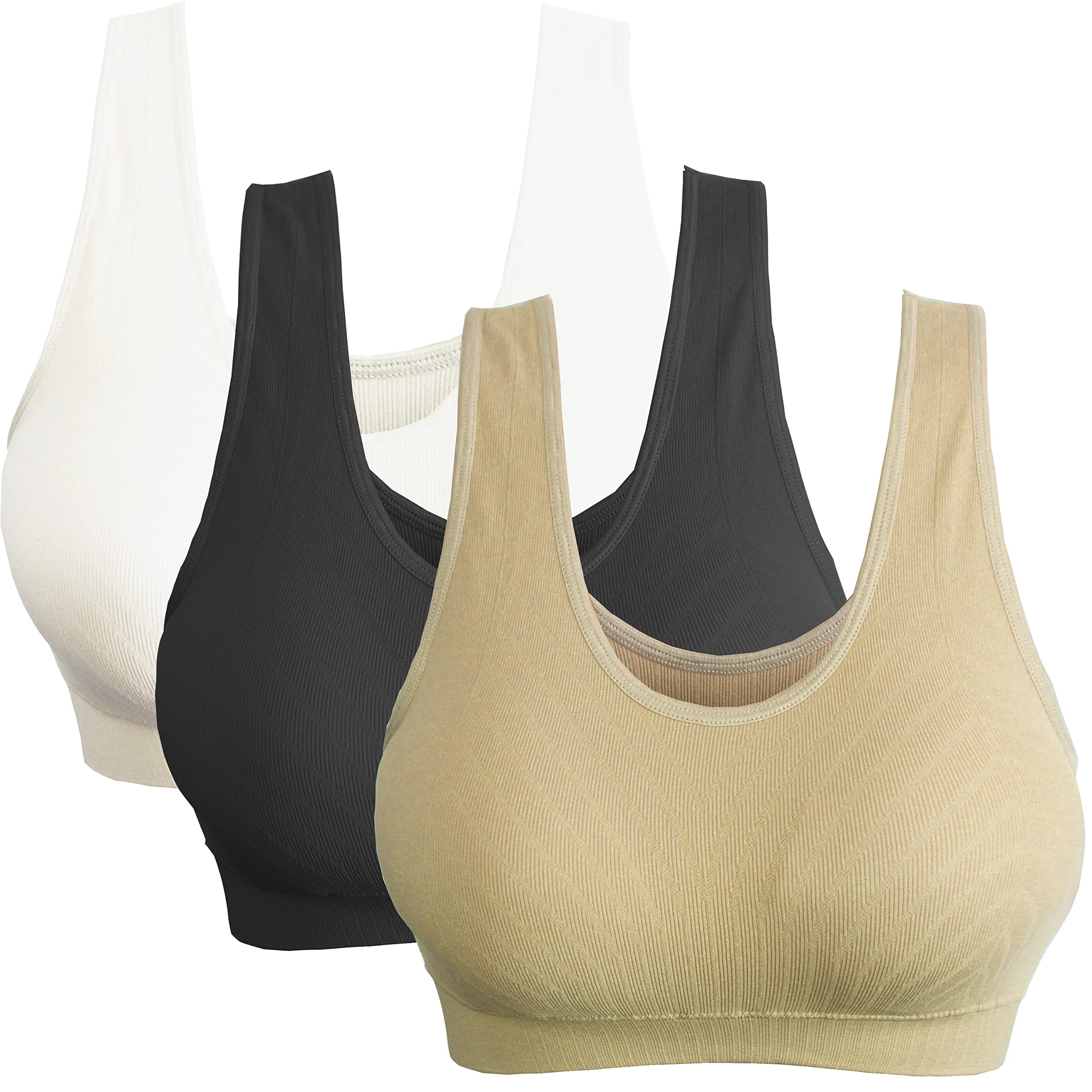 KINYAOYAO 3 Pack Womens Ultimate comfy Medium Support Seamless Wireless Sports Bra with
