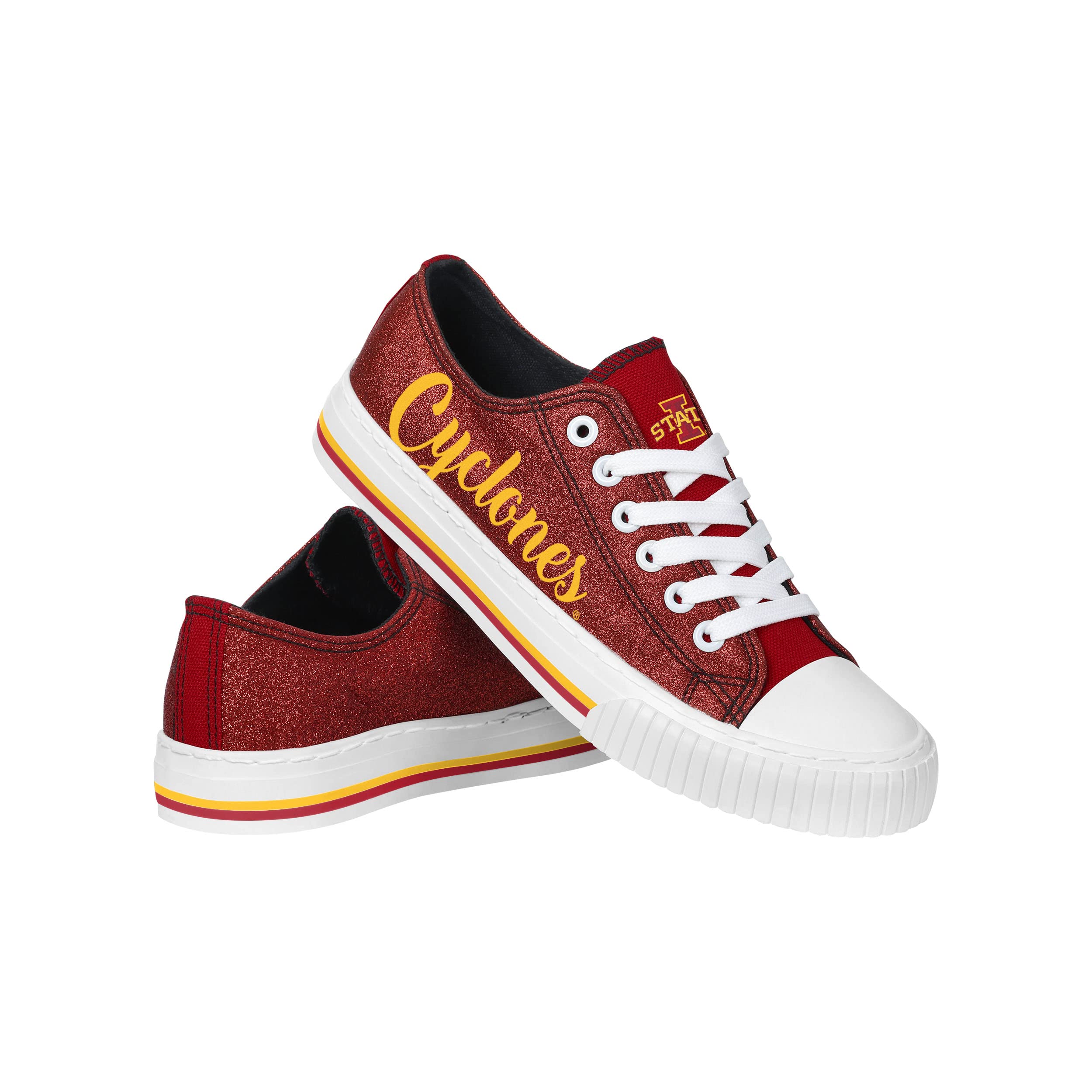 Foco Iowa State cyclones NcAA Womens color glitter Low Top canvas Shoes - 6