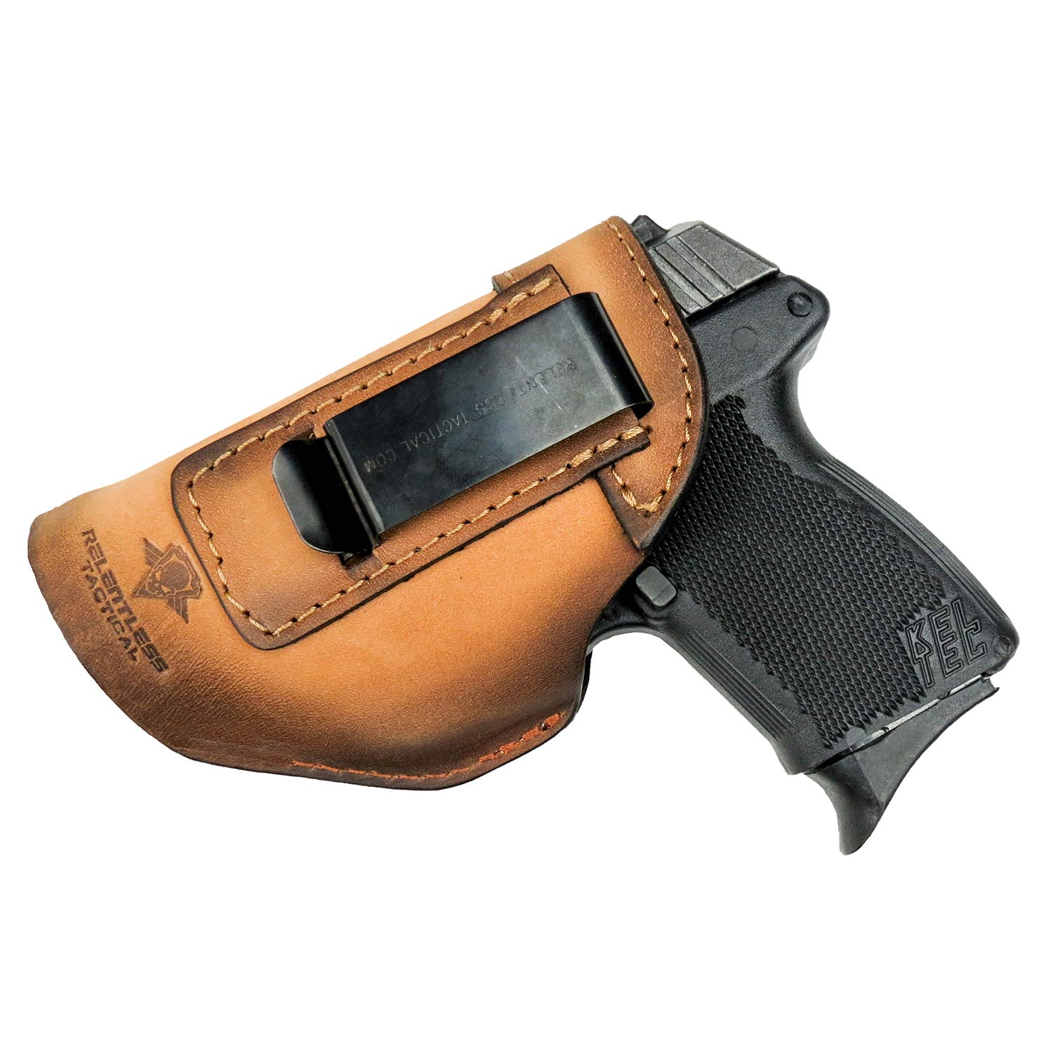 Relentless Tactical The Defender Leather IWB Holster - Made in USA - Fits glock 42 Sig P365 Ruger Lc9, Lc9s Kahr cM9, MK9, P9 Sp