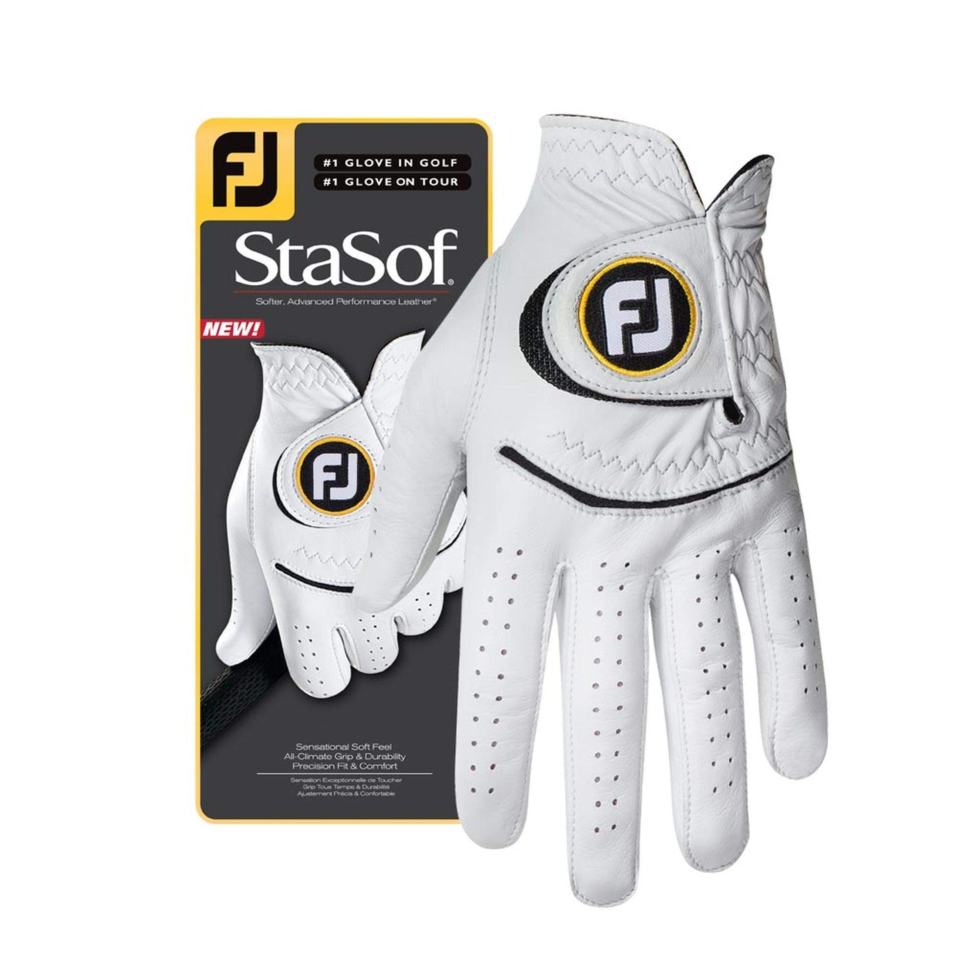 FootJoy Mens StaSof golf glove White XXX-Large, Worn on Left Hand