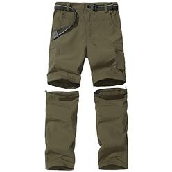 Jomlun Boys Hiking Pants Kids Cargo Outdoor Casual Camping Pants Quick Dry Convertible Zip Off Trousers Army Green
