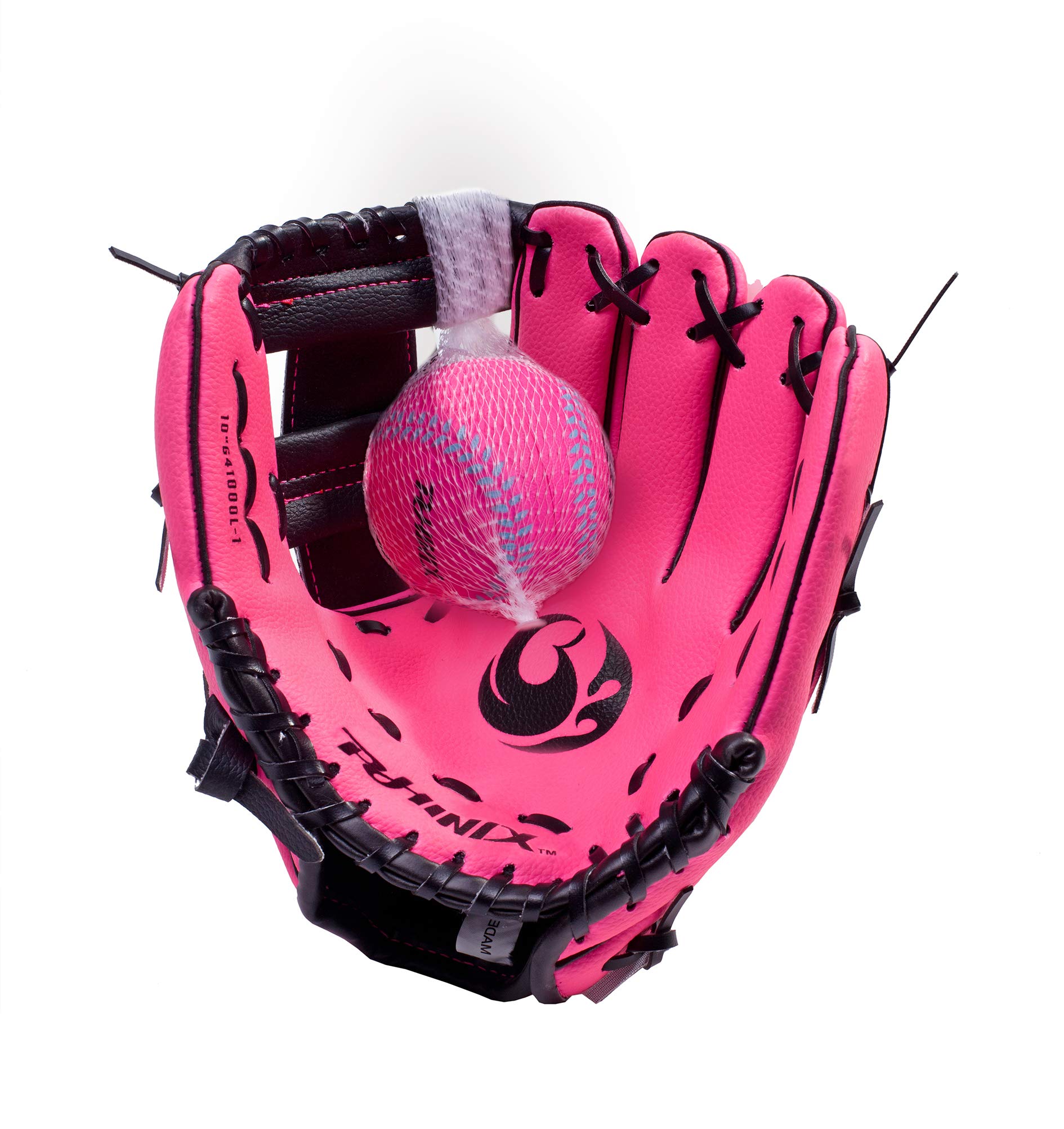 PHINIX 8 12 Baseball glove Tee Ball Mitts and Foam Ball for Kids Beginner Play Training Right Hand Throw Pink