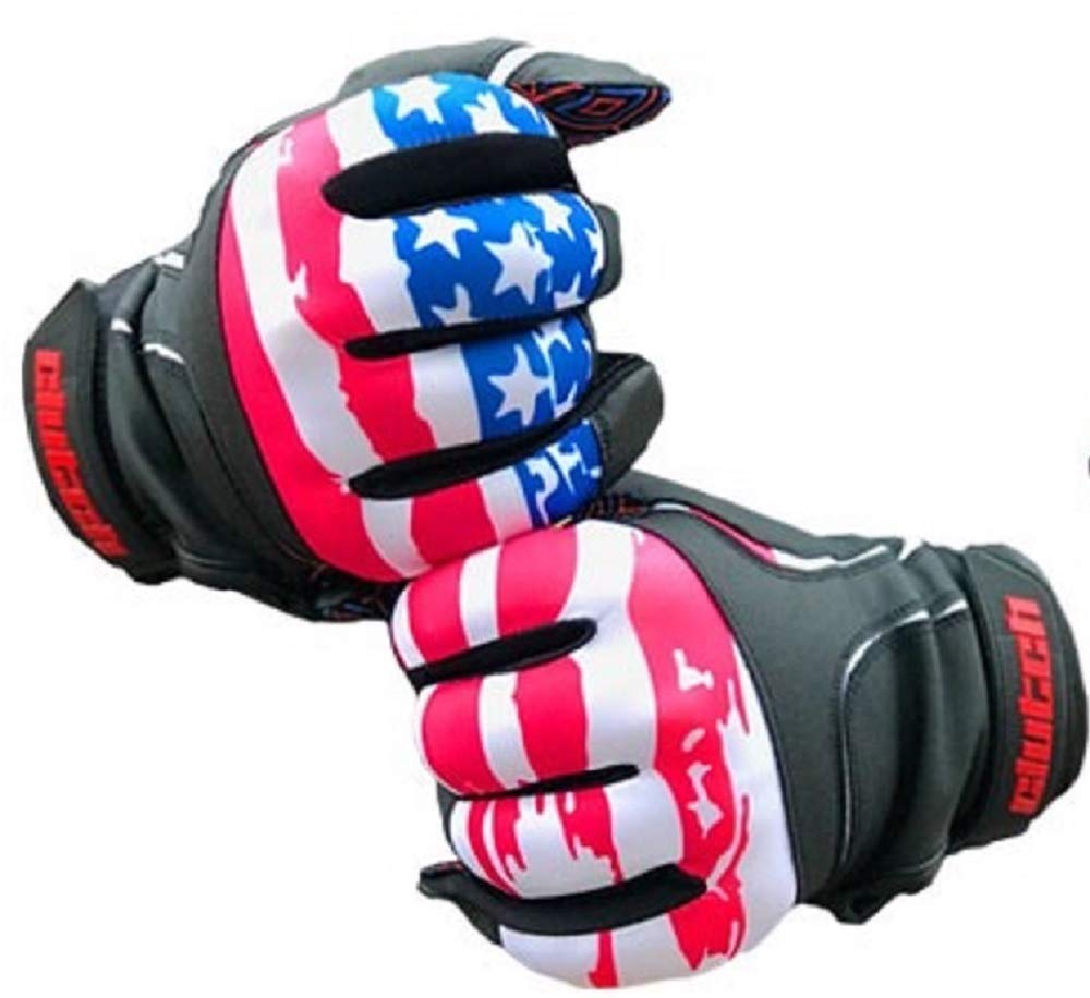 Clutch Sports Appare Black Leather American Flag Baseball And Softball Batting Gloves - Super Grip Finger Fit For Adult And Youth - Performance Mesh