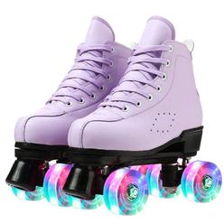 Risup Roller Skates For Women And Men Cowhide High-Top Shoes Classic Double-Row Roller Skates Four-Wheel Roller Skates For Men G
