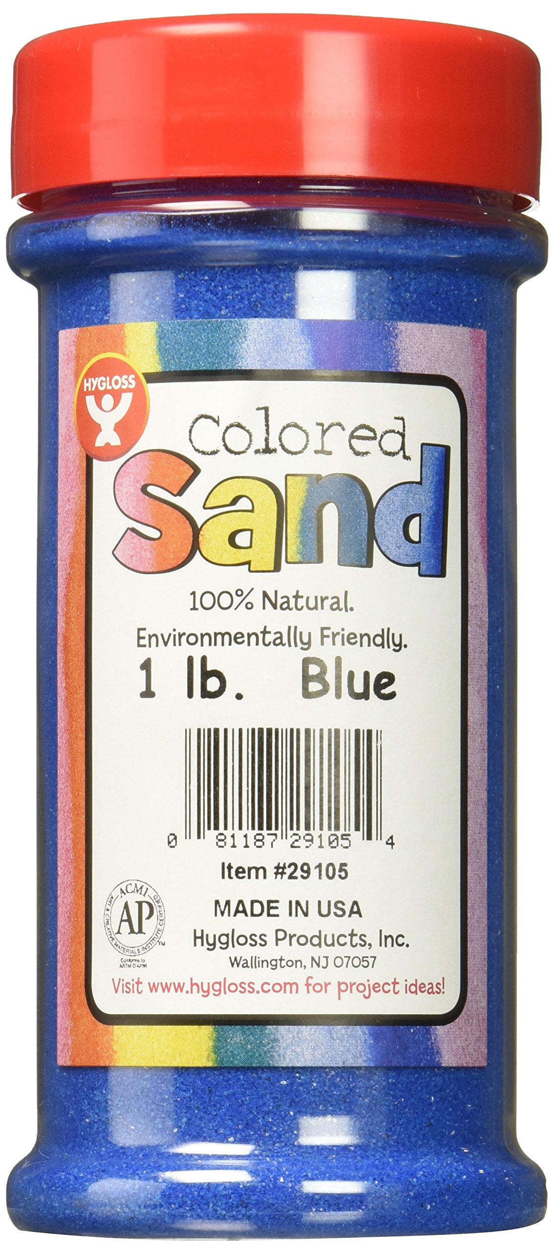 Hygloss Ed Prod Hygloss Products Colored Play Sand - Assorted Colorful Craft Art Bucket O Sand, Blue, 1 Lb