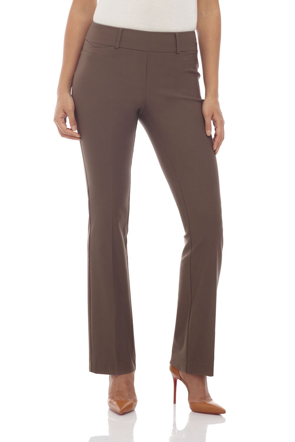 Rekucci Womens Ease in to comfort Fit Barely Bootcut Stretch Pants (4,  Mocha)