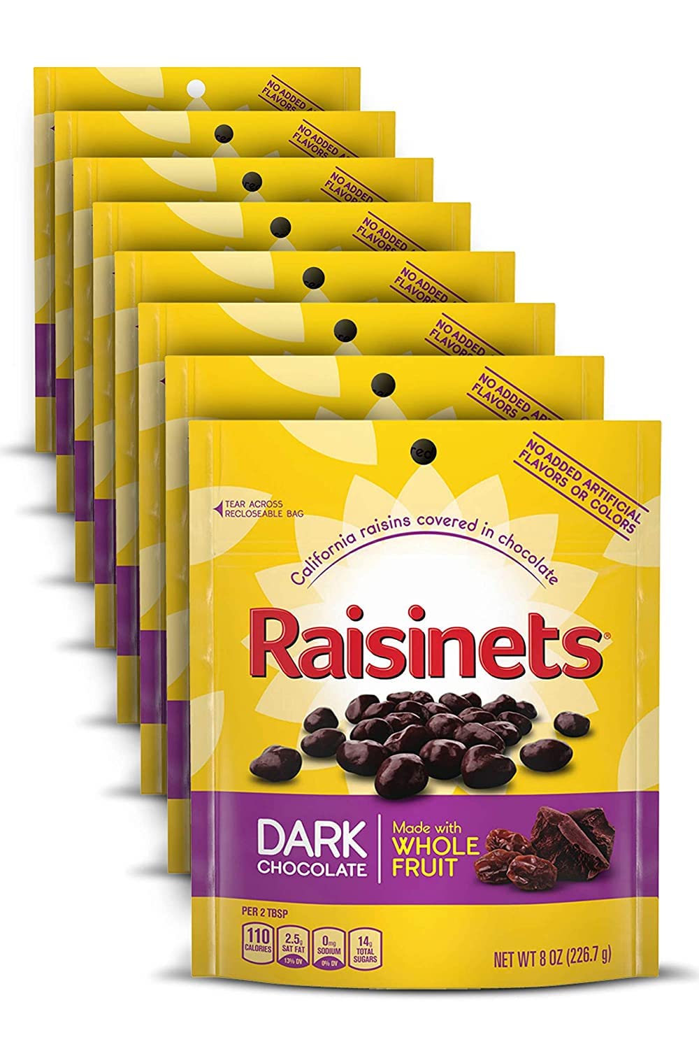 Raisinets, Dark Chocolate Covered California Raisins, 80 Oz Resealable Bag, Bulk 8 Pack