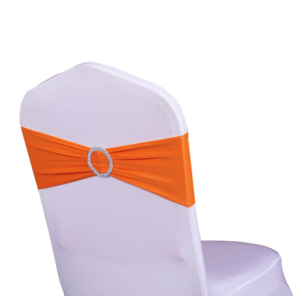 WENSINL Pack of 100 Spandex chair Sashes Bows Elastic chair Bands with Buckle Slider Sashes Bows for Wedding Decorations Without
