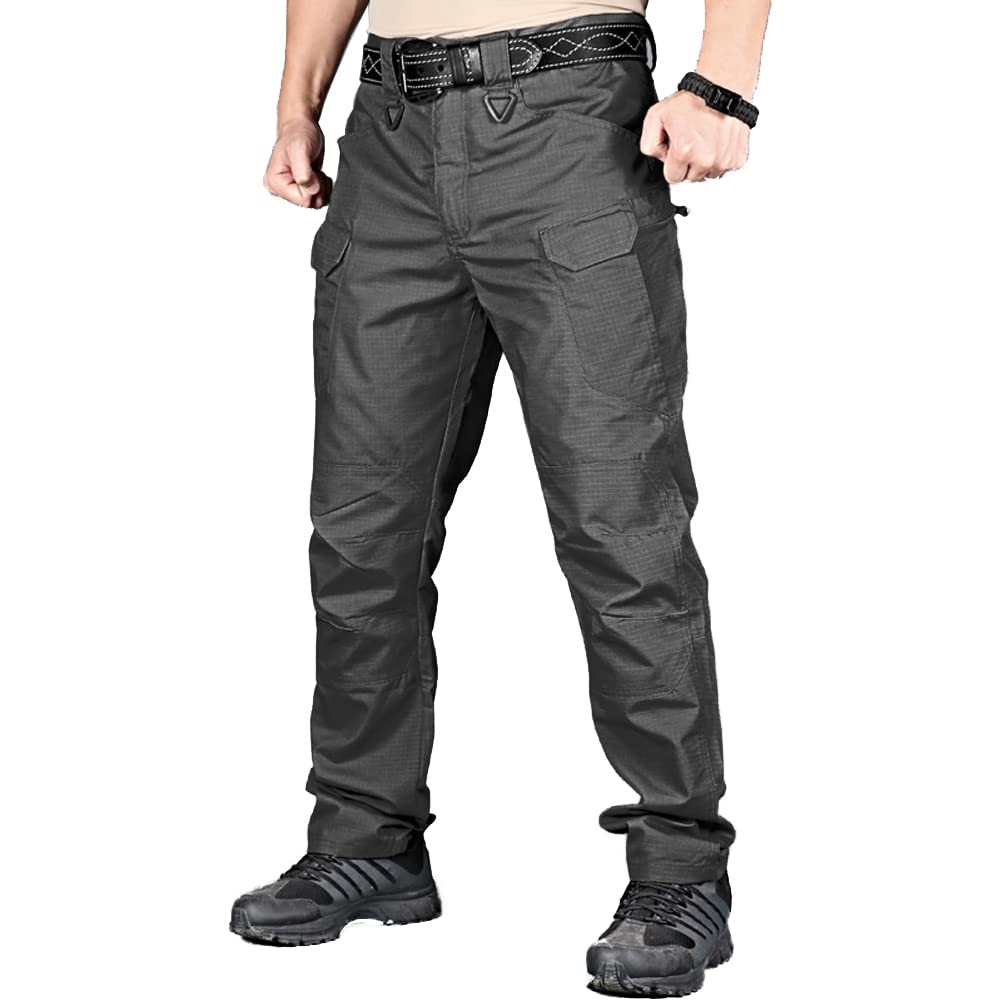 HYcOPROT Mens Tactical Pants Ripstop Water Repellent Lightweight casual cargo Pants Quick Dry Military Army 10 Pockets Work Trou