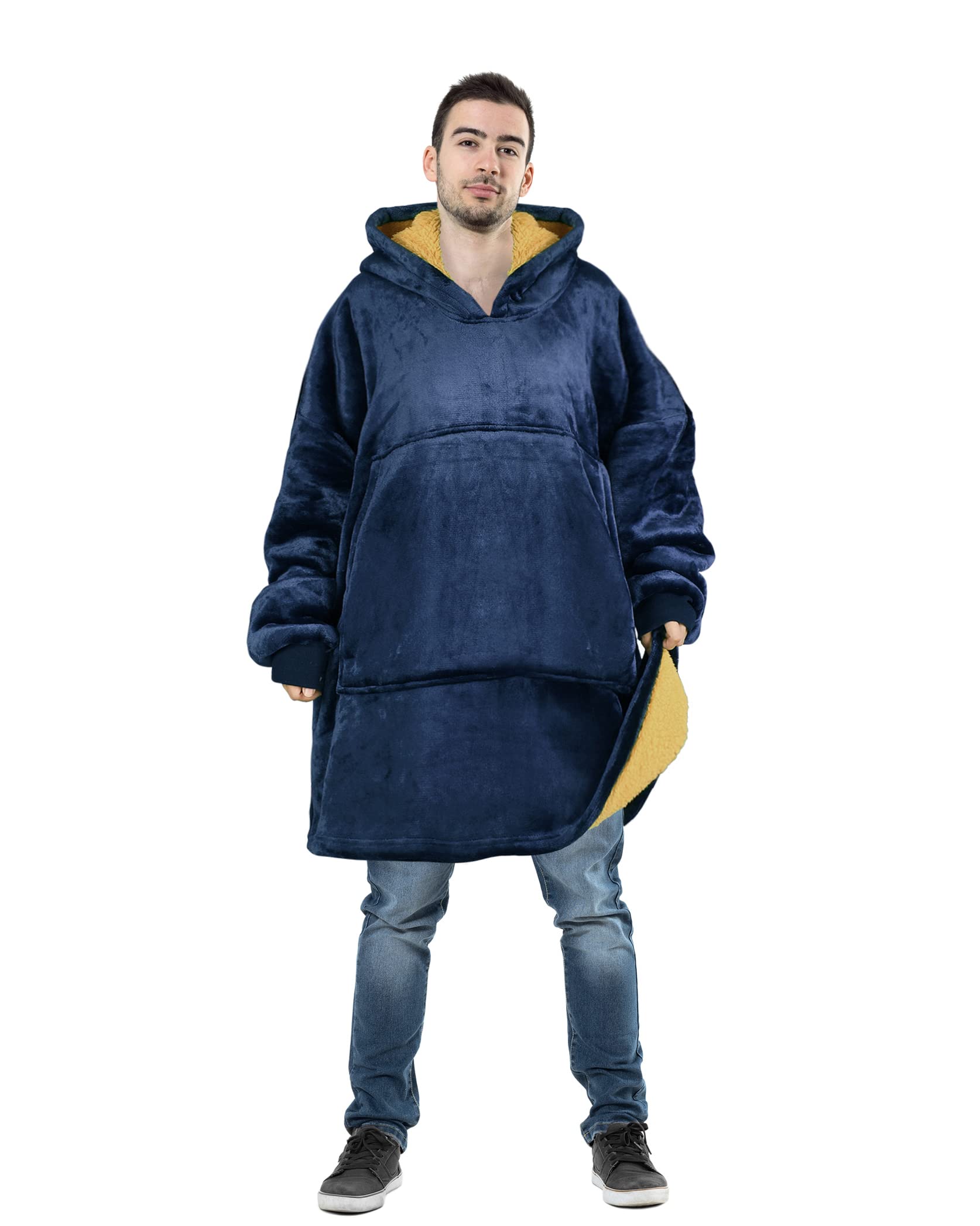 Tirrinia Oversized Blanket Sweatshirt comfortable Sherpa giant Hoodie Reversible