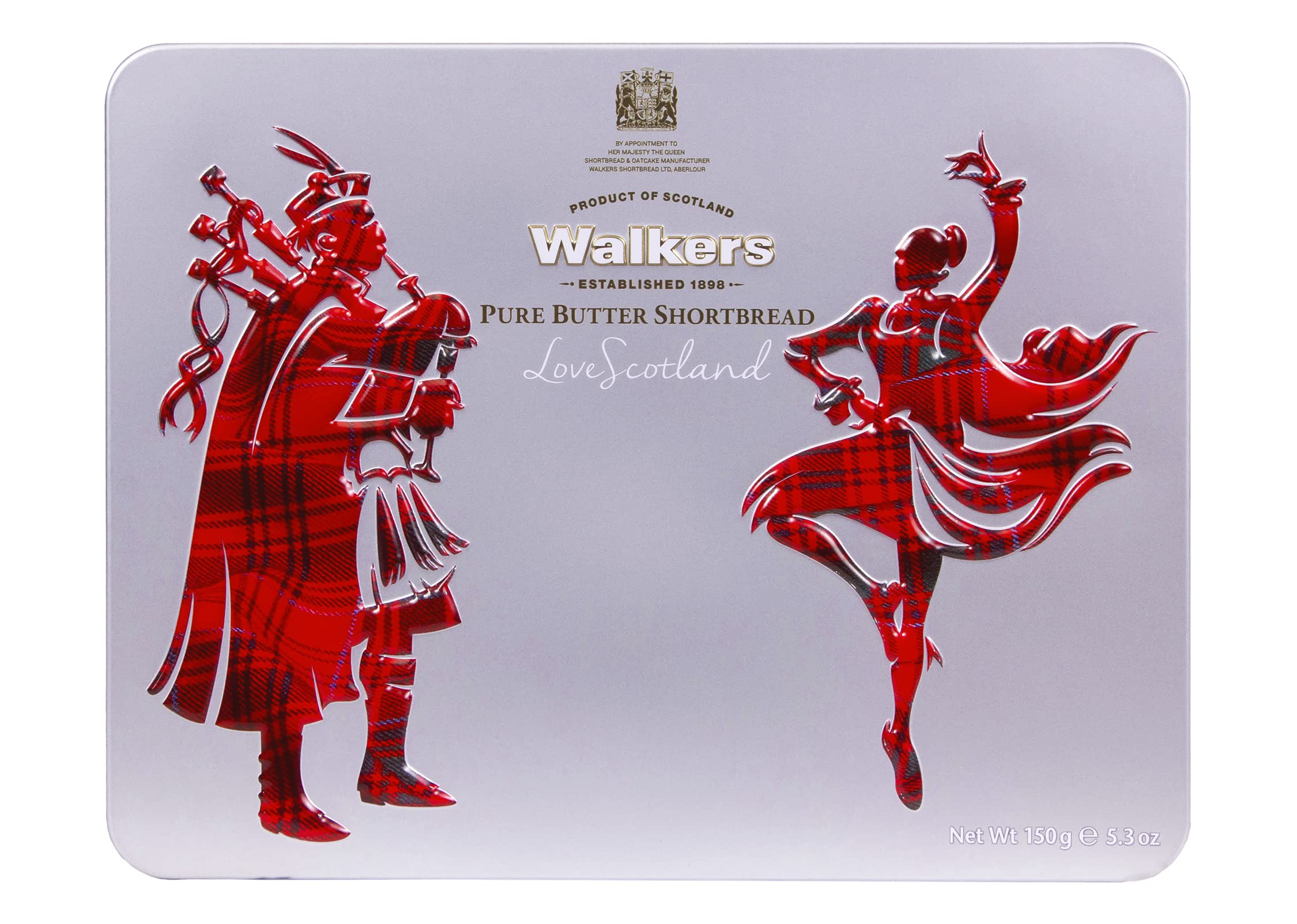 Walker\'s Walker'S Shortbread Scottish Icon Piper & Highland Dancer Holiday Tin, Pure Butter Shortbread Cookies, 5.3 Oz Tin