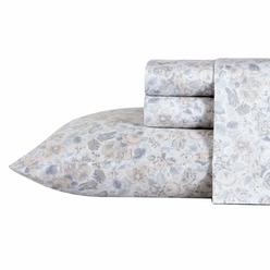 Laura Ashley Home - Queen Sheets, Soft Sateen cotton Bedding Set - Sleek, Smooth, & Breathable Home Decor (Quartet grey, 4 piece