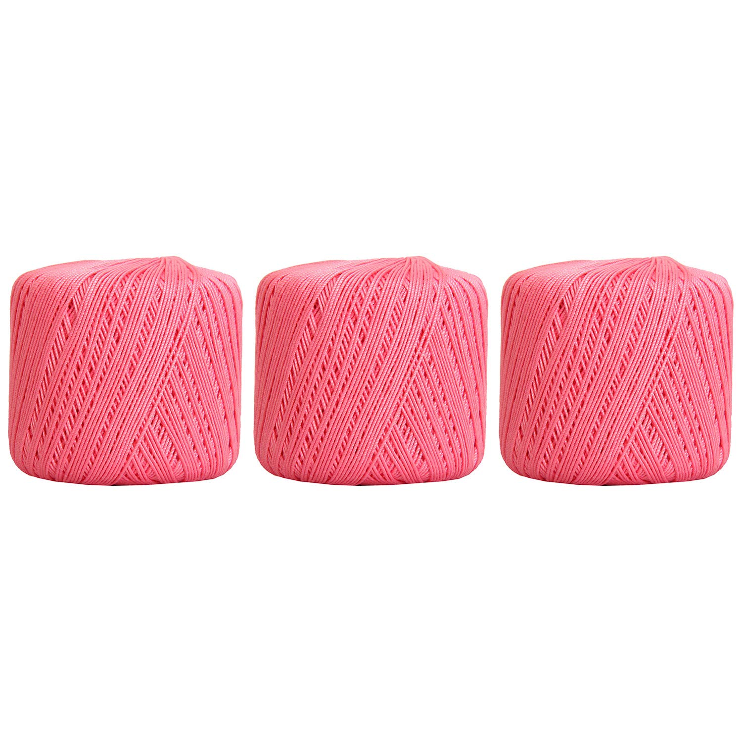 Threadart 3 Ball Pack Threadart 100 Pure Cotton Crochet Thread - Size 3 - Color 34 - Pink - Size 10 And 3 - Singles And Bulk Packs Availab