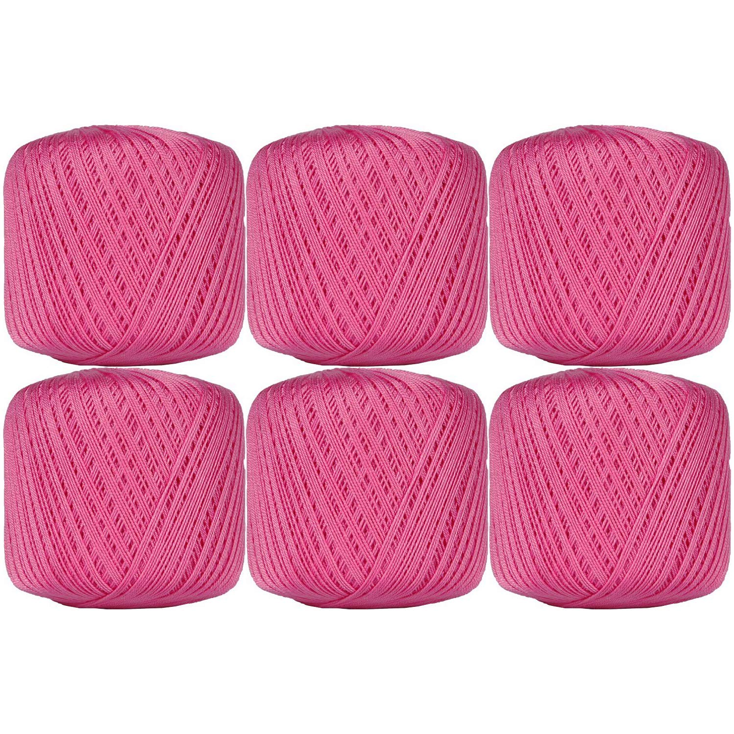 Threadart 6 Ball Pack Threadart 100 Pure Cotton Crochet Thread - Size 10 - Color 35 - Hot Pink - Size 10 And 3 - Singles And Bulk Packs Av
