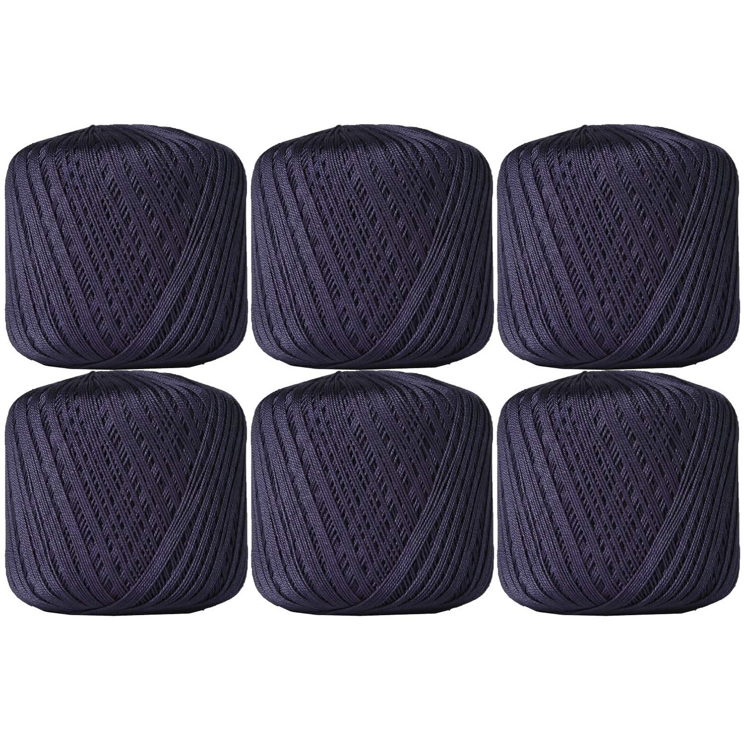 Threadart 6 Ball Pack Threadart 100 Pure Cotton Crochet Thread - Size 10 - Color 38 - Navy - Size 10 And 3 - Singles And Bulk Packs Availa